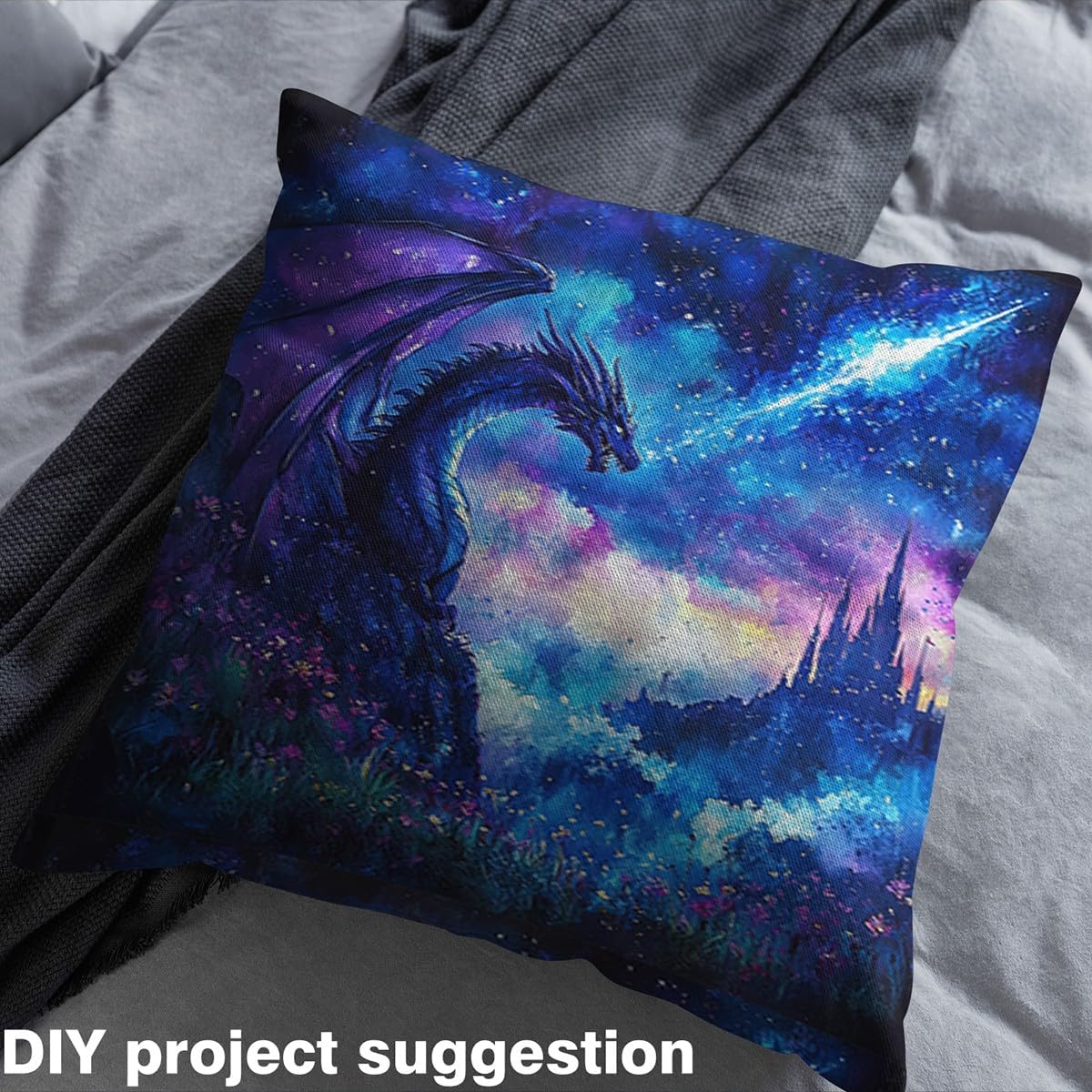 Erosebridal Dragon Fabric by The Yard,Fantasy Dragon Upholstery Fabric,Western Dragon Decorative Fabric,Starry Sky Upholstery and Home Accents,Blue Purple,2 Yards