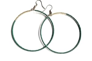 Alili Large Statement Green And Gold College Earrings