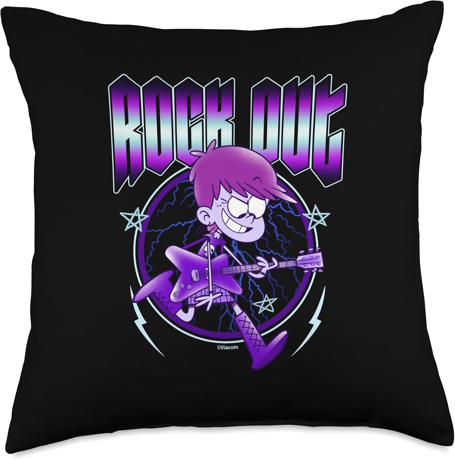 The Loud House Rock Out Luna Loud Vintage Portrait Throw Pillow