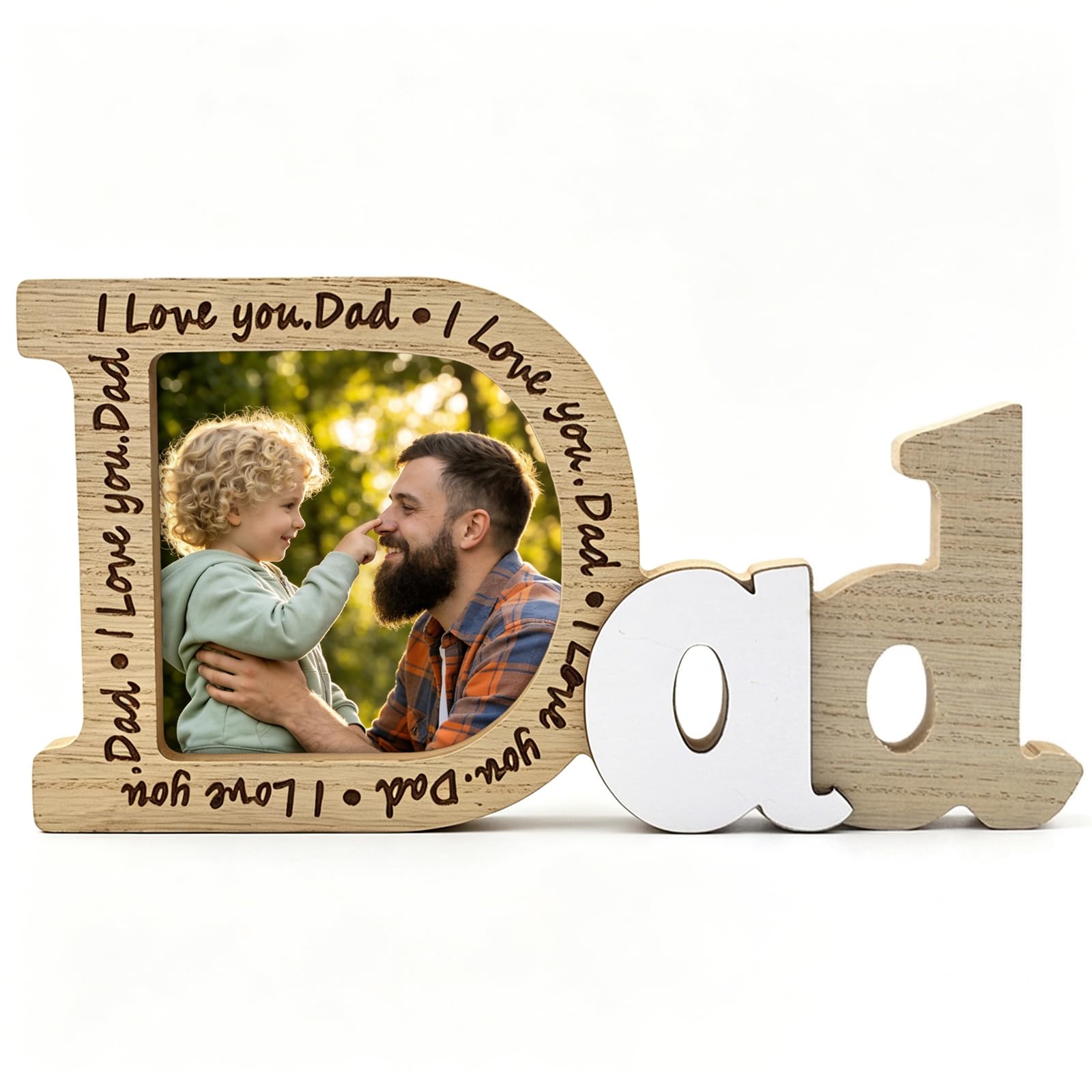Qylazune Red Dad Gifts Birthday Gifts Fathers Picture Frames Decorations Wood Fathers Photo 8.9X8.9cm Personalised I Love You Dad For Fathers Day Thanksgiving Daddy Present For Christmas Thanksgiving Birthday