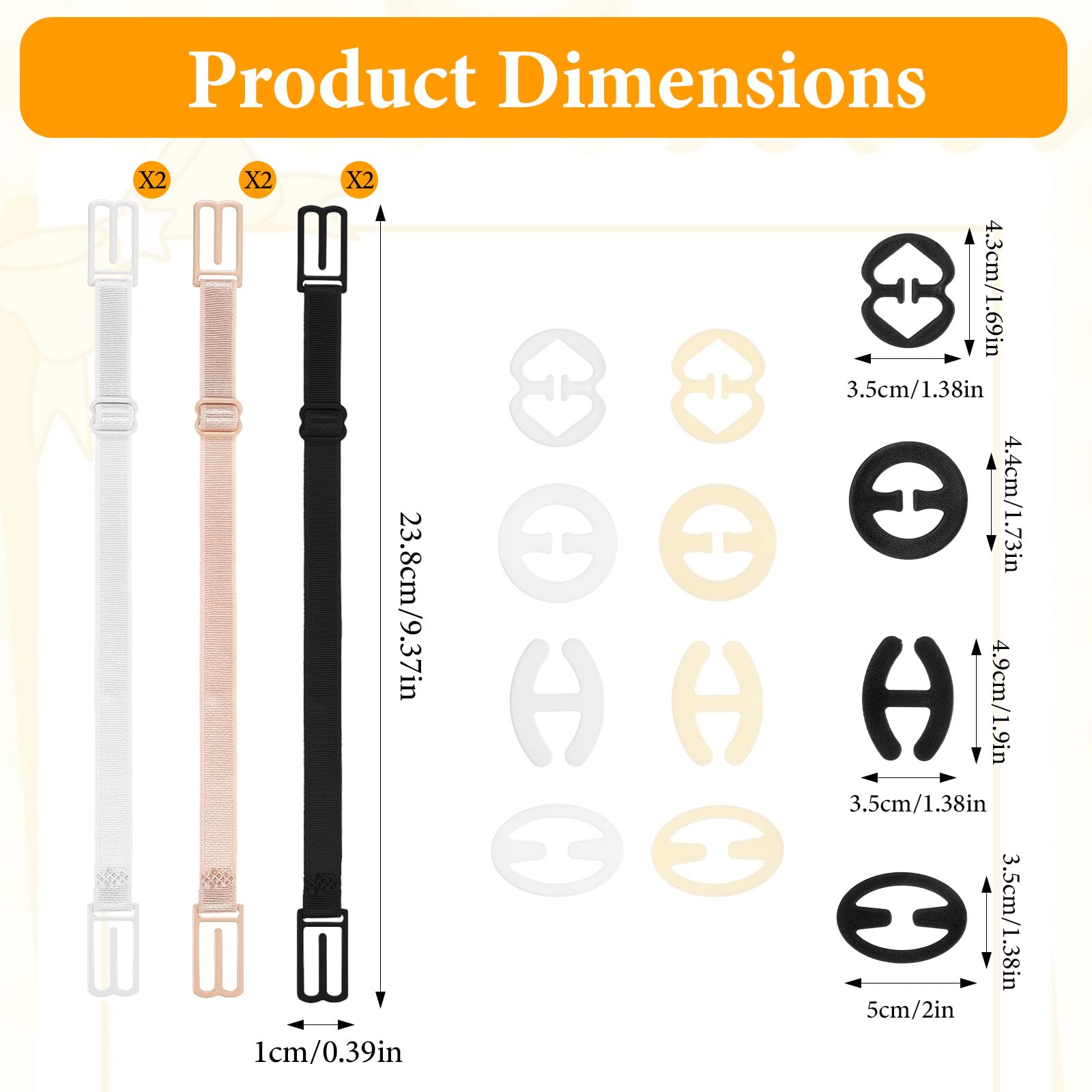Abeillo 18 Stück Antirutsch BH Träger Clip Non Slip Strap Holder | Elastischer Verstellbarer BH-Trägerhalter Bra Strap Zubehör Hautfarbe Schwarz Weiß