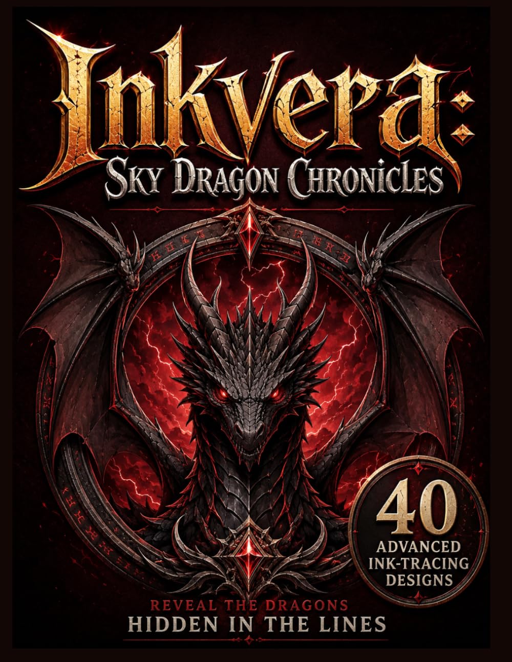 Inkvera: Sky Dragon Chronicles: 40 Celestial Dragon Ink Tracing Pages for Adults | Fantasy Reverse Coloring Book for Stress Relief, Mindfulness and ... (Inkvera: Fantasy & Mystical Worlds)