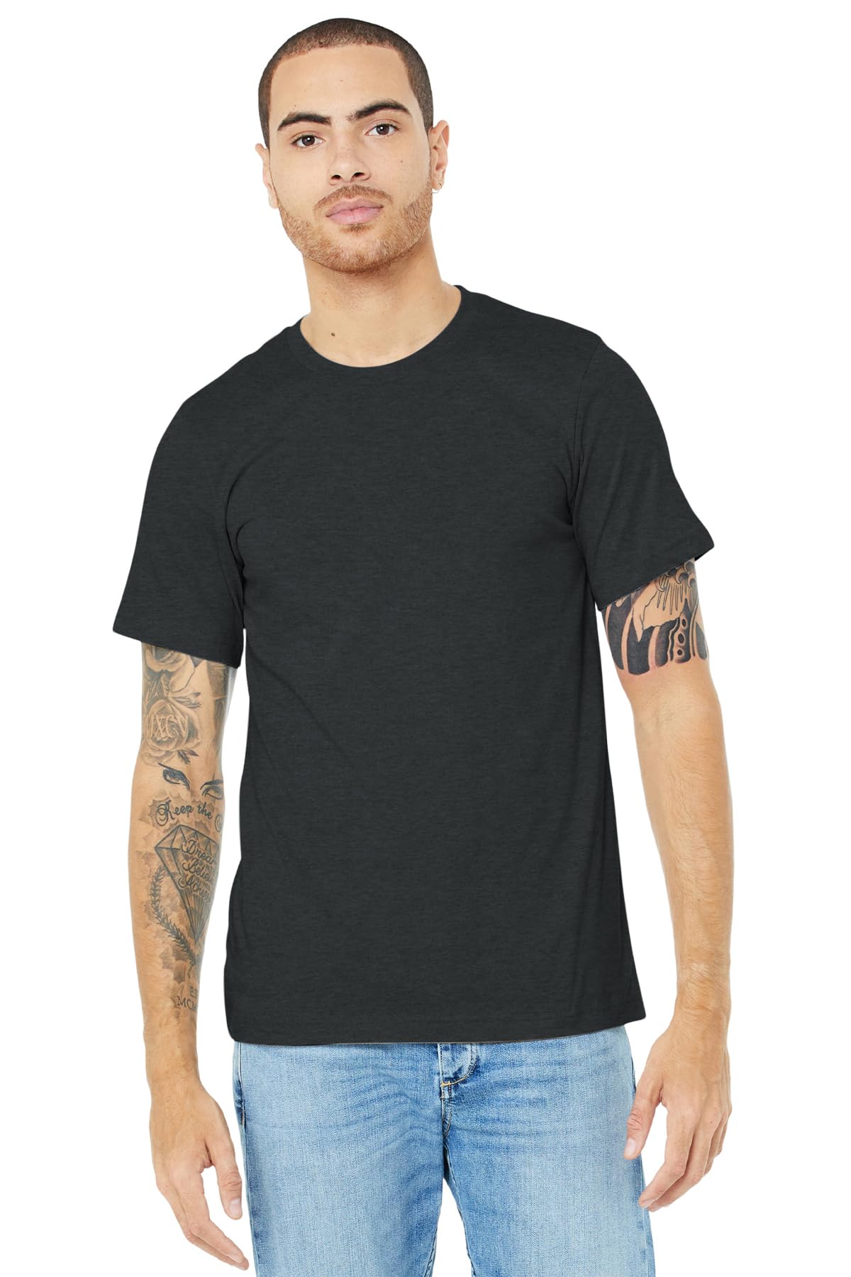Bella Canvas Adults Unisex Heather CVC T-Shirt (S) (Dark Grey Heather)