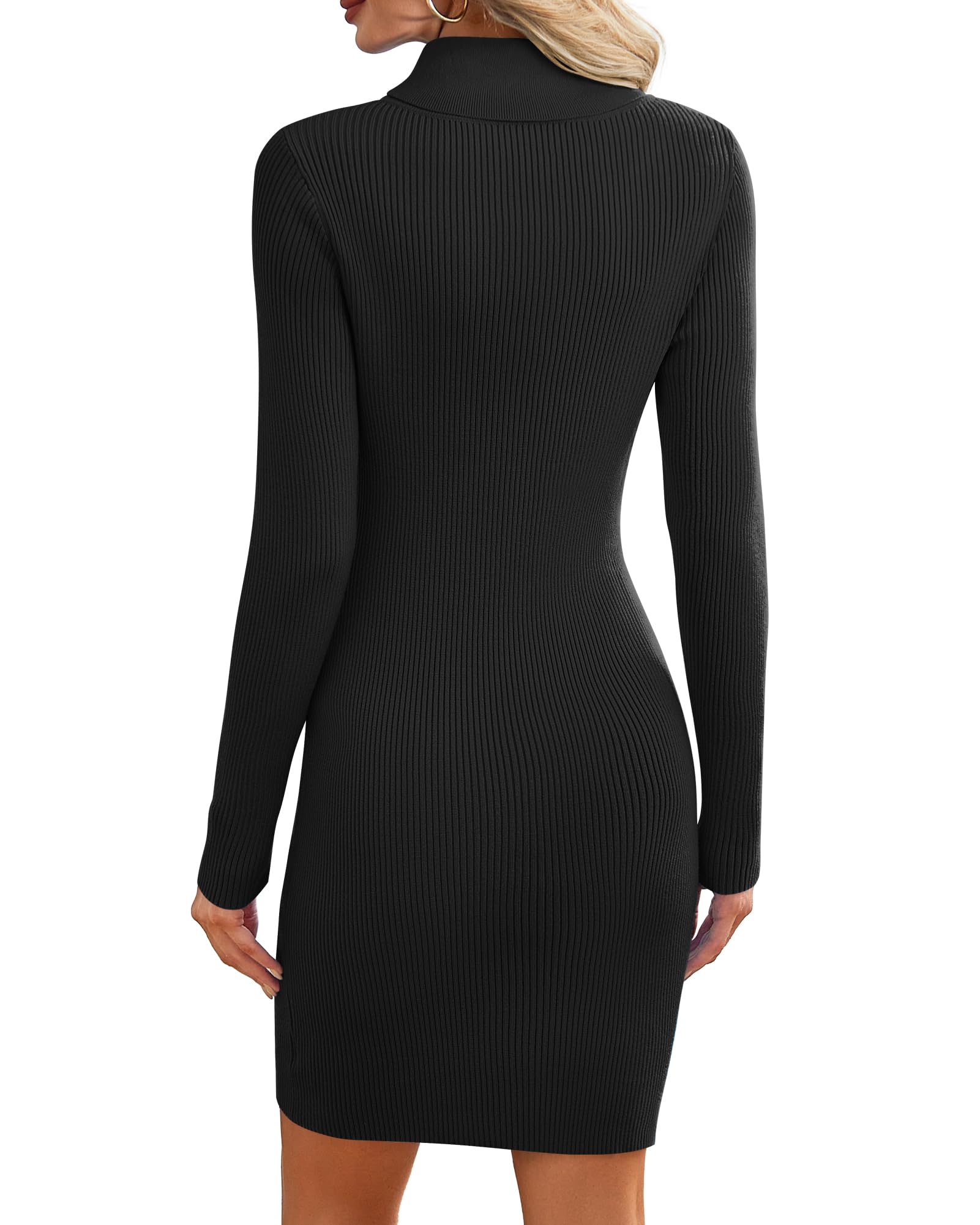 AUSELILY Robe pull moulante à col montant pour femme
