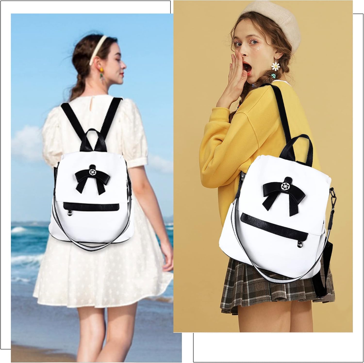 ZOCAI Backpack Purse for Women Fashion Backpack Purses PU Leather Daypacks Anti-Theft Shoulder Bag Satchel Purse - Image 6