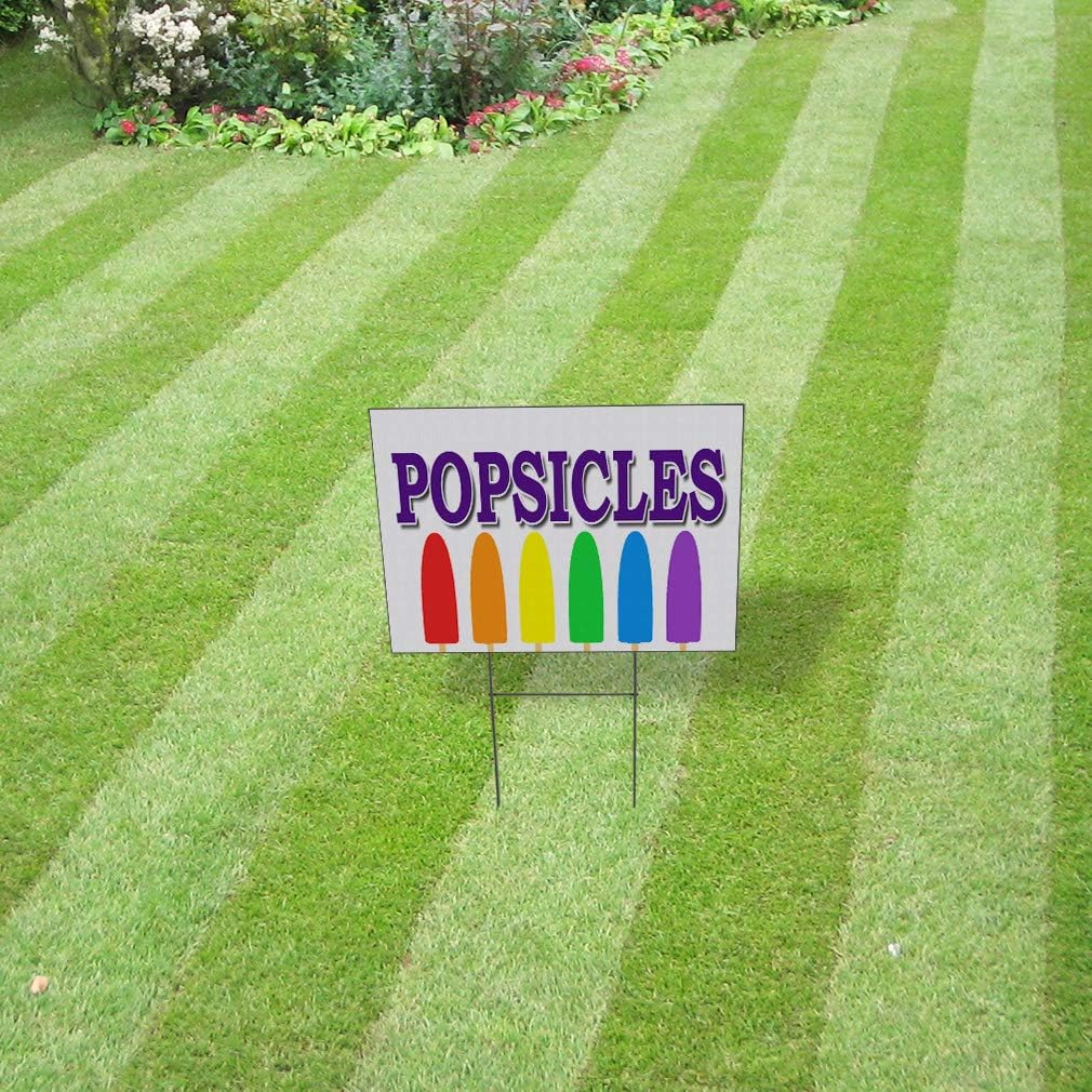 Weatherproof Yard Sign Popsicles Food Fair Truck Restaurant Violet Lawn Garden Desserts 18x12 Inches 2 Sides Print