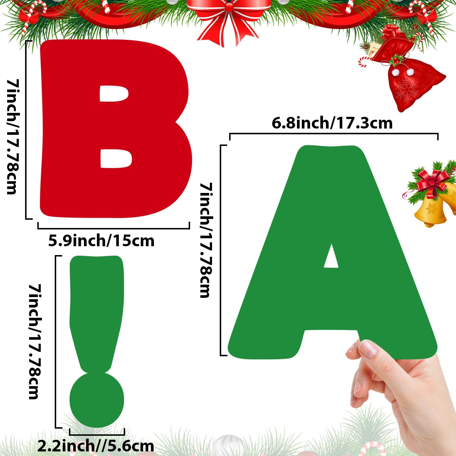 Qyeahkj 150 Stück große 15,2 cm Schrift Weihnachten Pinnwand Buchstaben für Klassenzimmer, rote und grüne Buchstaben Pinnwand Weihnachtsdekoration für Weihnachten, Zuhause, Schule, Klassenzimmer