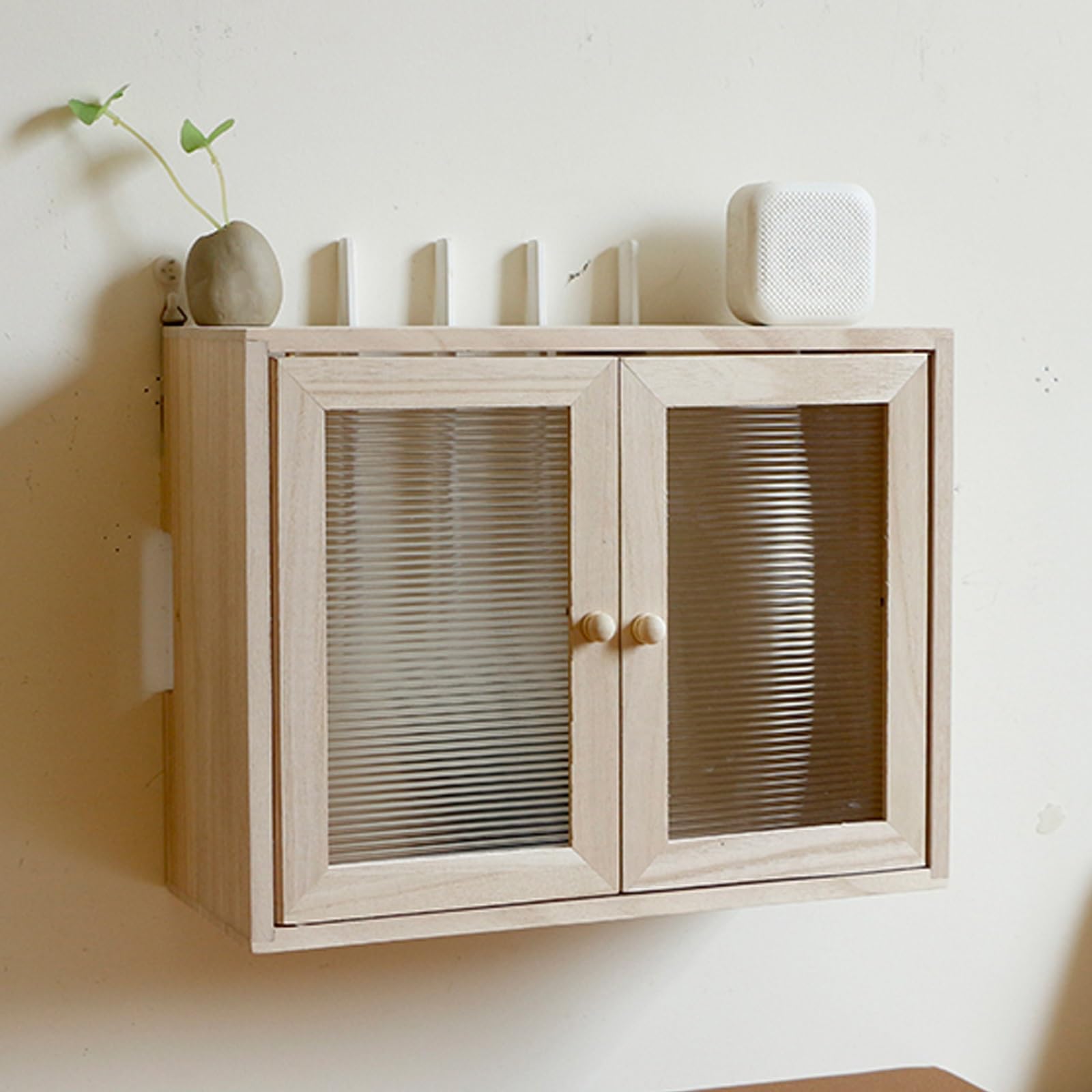 Support mural pour routeur, modem en bois avec 2 portes pour la maison et le bureau, design peu encombrant