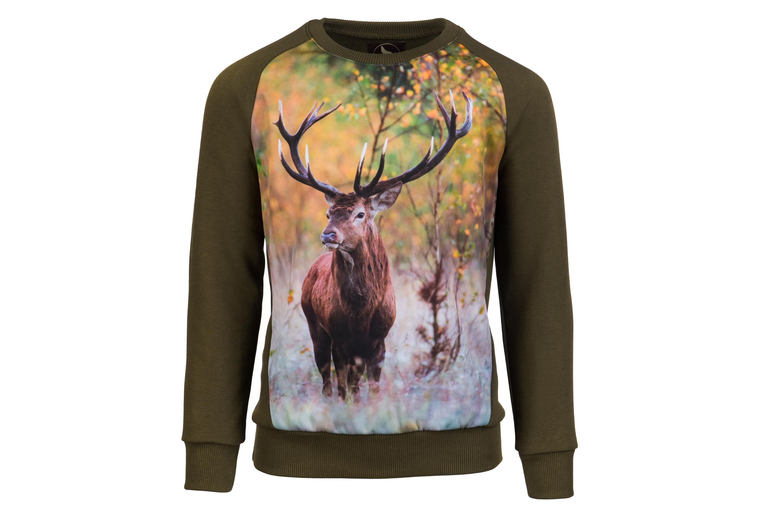 Wadera Cotton Pullover Kinder – Sweatshirt Jungen und Mädchen – Sicher Und Bequem Für Kinder – Kinderpullover Für Jungs – Kinderpullover 146/152 Grün mit Hirsch