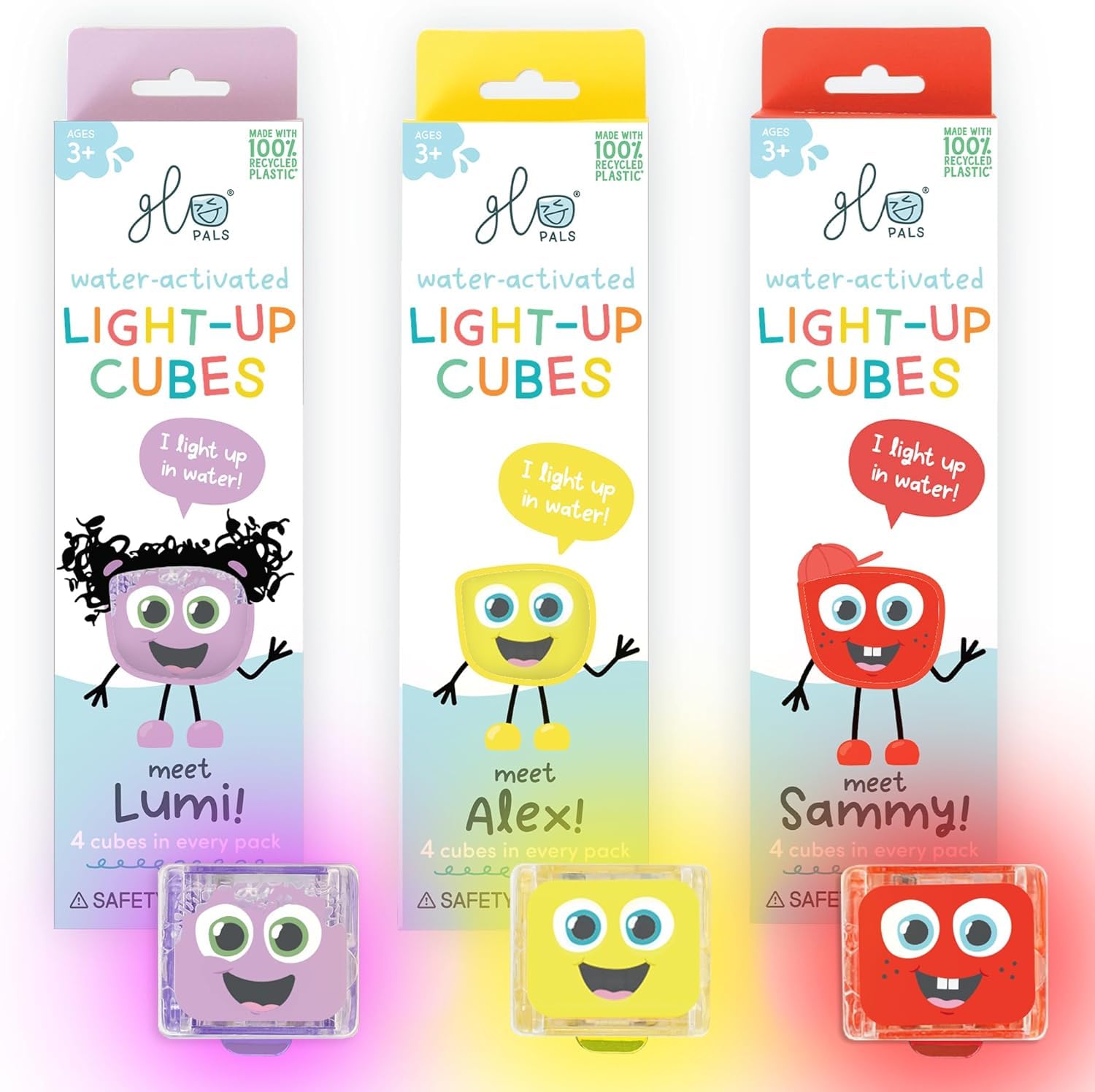 Glo Pals Water-Activated Light-Up Cubes Bundle for Sensory Play – 12 Pack (Wacky Wild West)