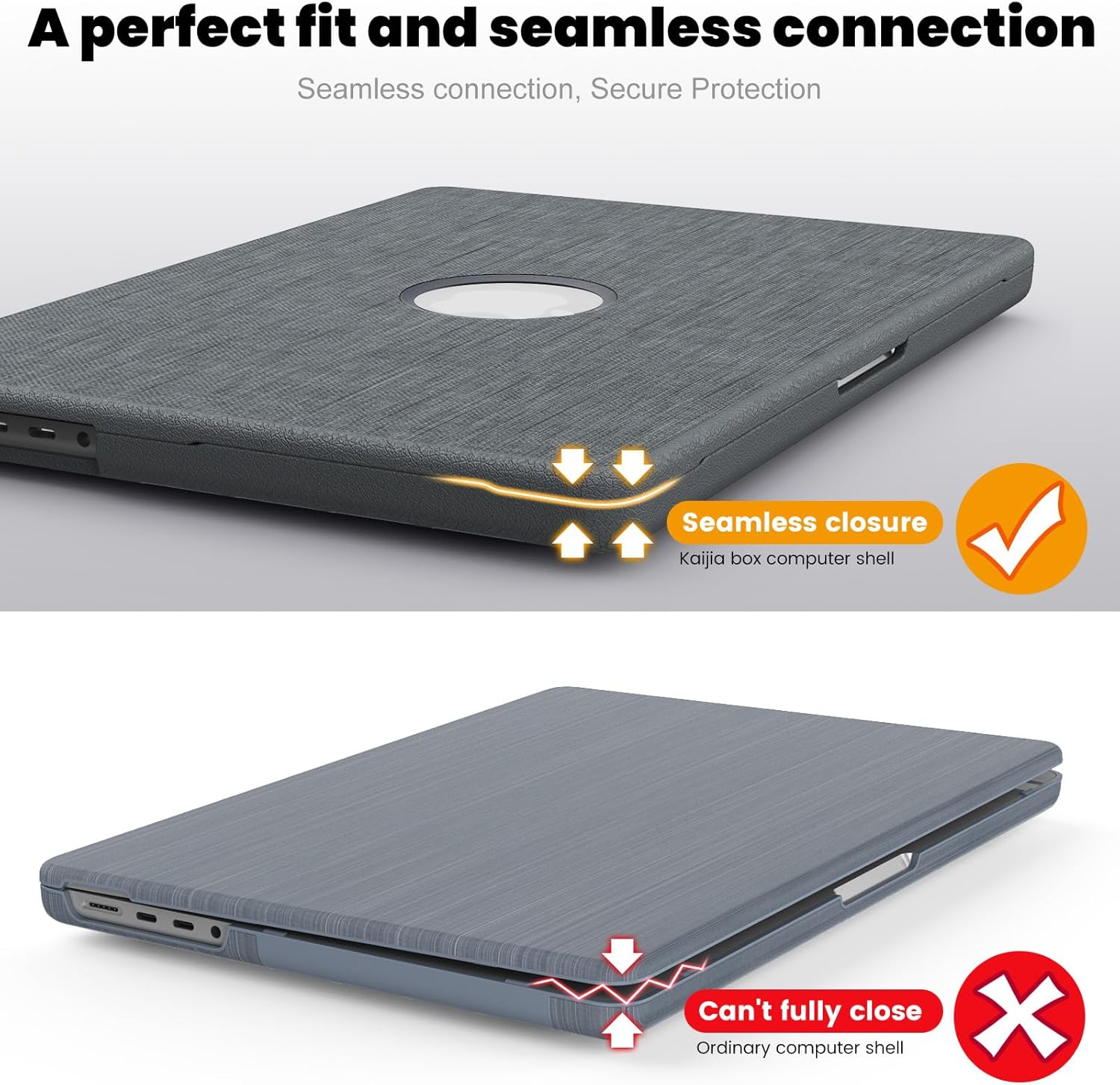 KAIJIAbox Compatible with MacBook Pro 14 inch Case M5 M4 M3 M2 M1 Pro/Max 2026 2025-2021, Seamlessly Closes & Anti-Crack | Foldable Stand | Keyboard Cover | Mouse Pad | Hard Shell Woven Fabric, Grey