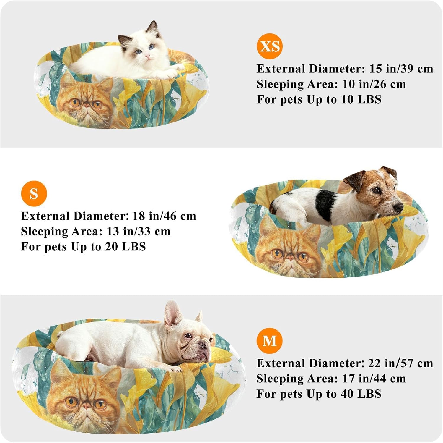 Exotic Yellow Cat Pet Dog Beds Relieve Stress Cat Pillow Bed for Extra Small Size Pets Sleeping S