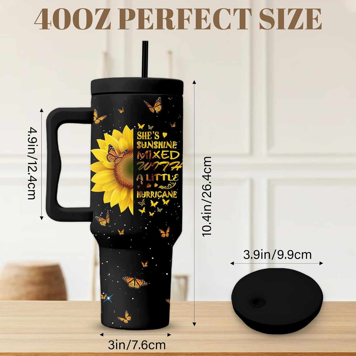 Sunflower Gifts For Women, Positive Tumbler With Handle 40 Oz, Sunflower Tumbler For Women Sister Best Friends, Christmas Gifts, Christmas Travel Coffee Insulated Cup - Image 2