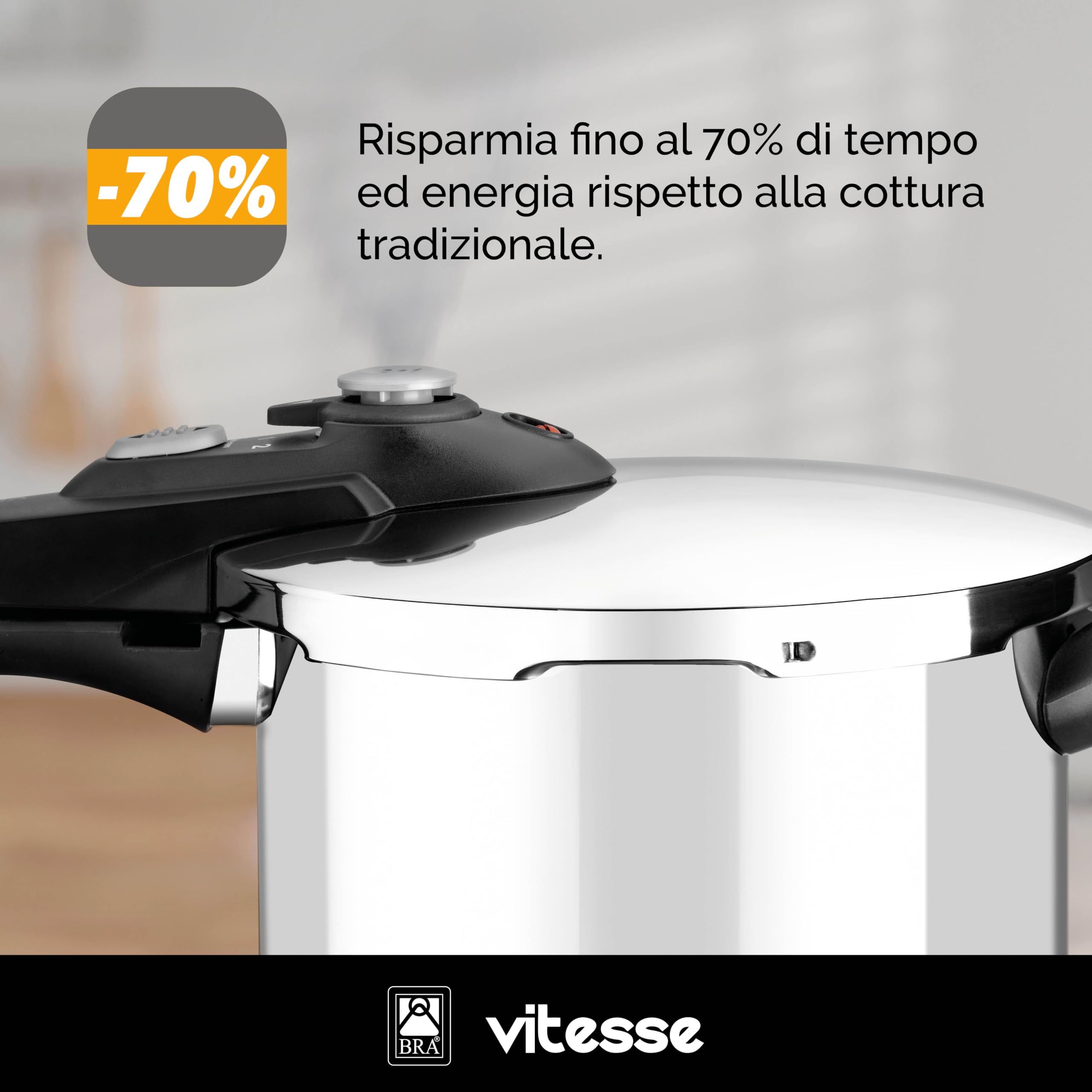 BRA Vitesse- Inox Set Pentole a pressione 4+7 l | Metal, Argento, 4, adatte a tutti i tipi di piani cottura inclusa induzione