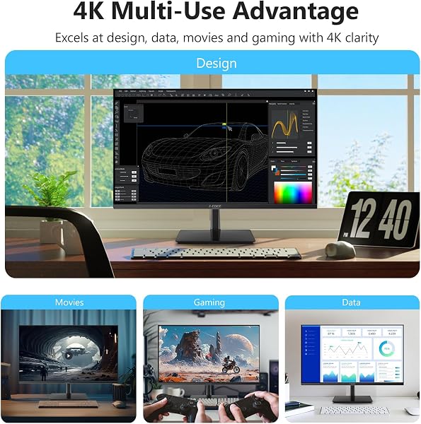 Z-Edge 27 Inch 4K Monitor UHD IPS Panel 3840x2160, 60Hz, 300cd/m² Brightness, FreeSync, HDR10, DisplayPort & HDMI, VESA Mountable, Black - 4