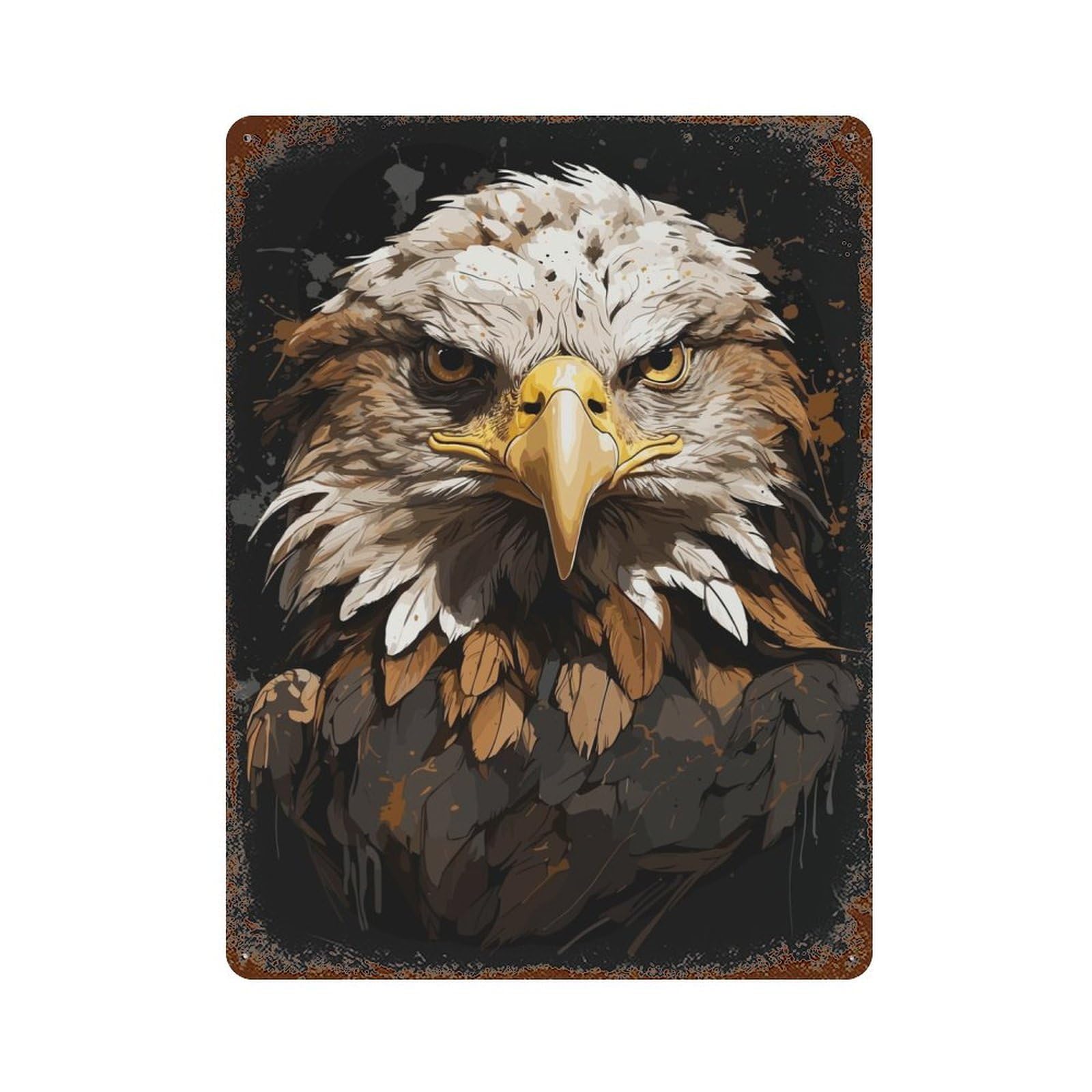 Decorative Tin Sign with Eagle Animals Design 15.7"x11.8", for Garage, Bar And Workshop Decor, Farmhouse Wall Decor