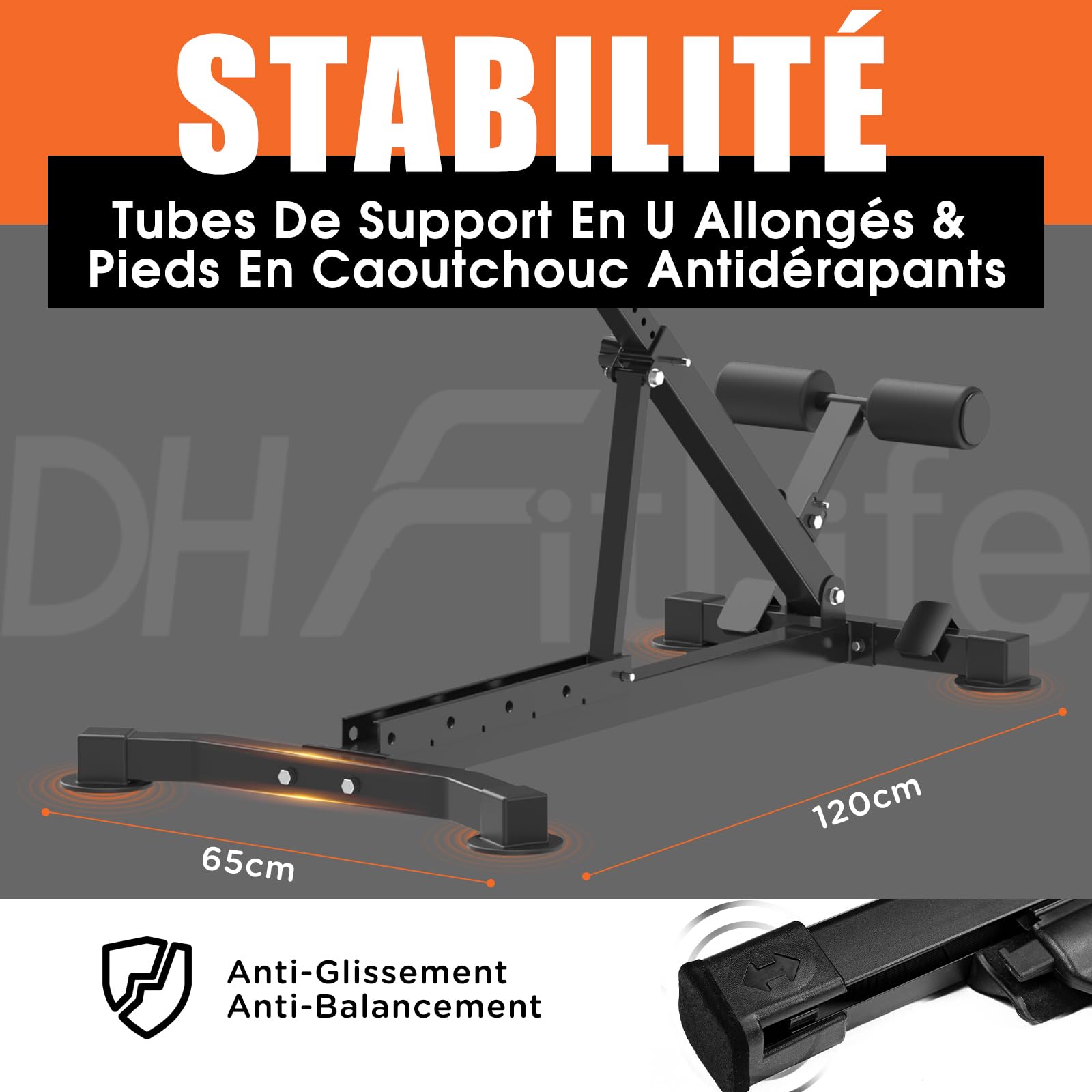 DH FitLife Chaise Romaine 5-en-1 Pliable, Banc d’Hyperextension Réglable jusqu’à 150 kg, Banc Lombaire et Abdominaux, Banc de Curl Multifonction