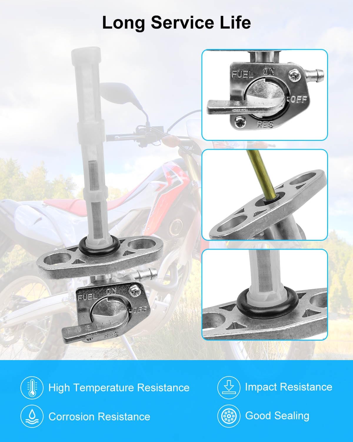 Fuel Petcock Valve Fits for Honda CRF50F XR80R CRF70F XR50R CRF230F CRF80F CRF100F CRF150F XR70R XR100R 1981-2015, Gas Tank Fuel Petcock Shut Off Valve Switch Replace 16950-GCF-671 16950-GEL-701