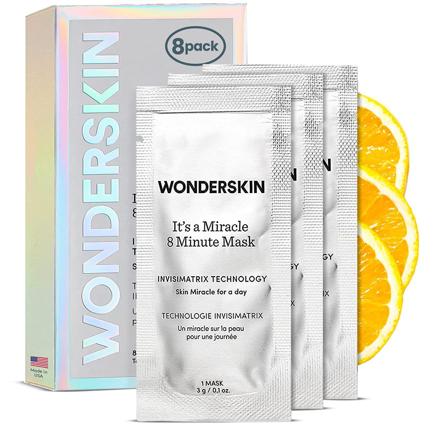8 Minute Mask, Hydrating Face Mask, Anti Aging Face Mask Packed with Vitamin C and Niacinamide, Moisturizing Face Mask Pack of 8