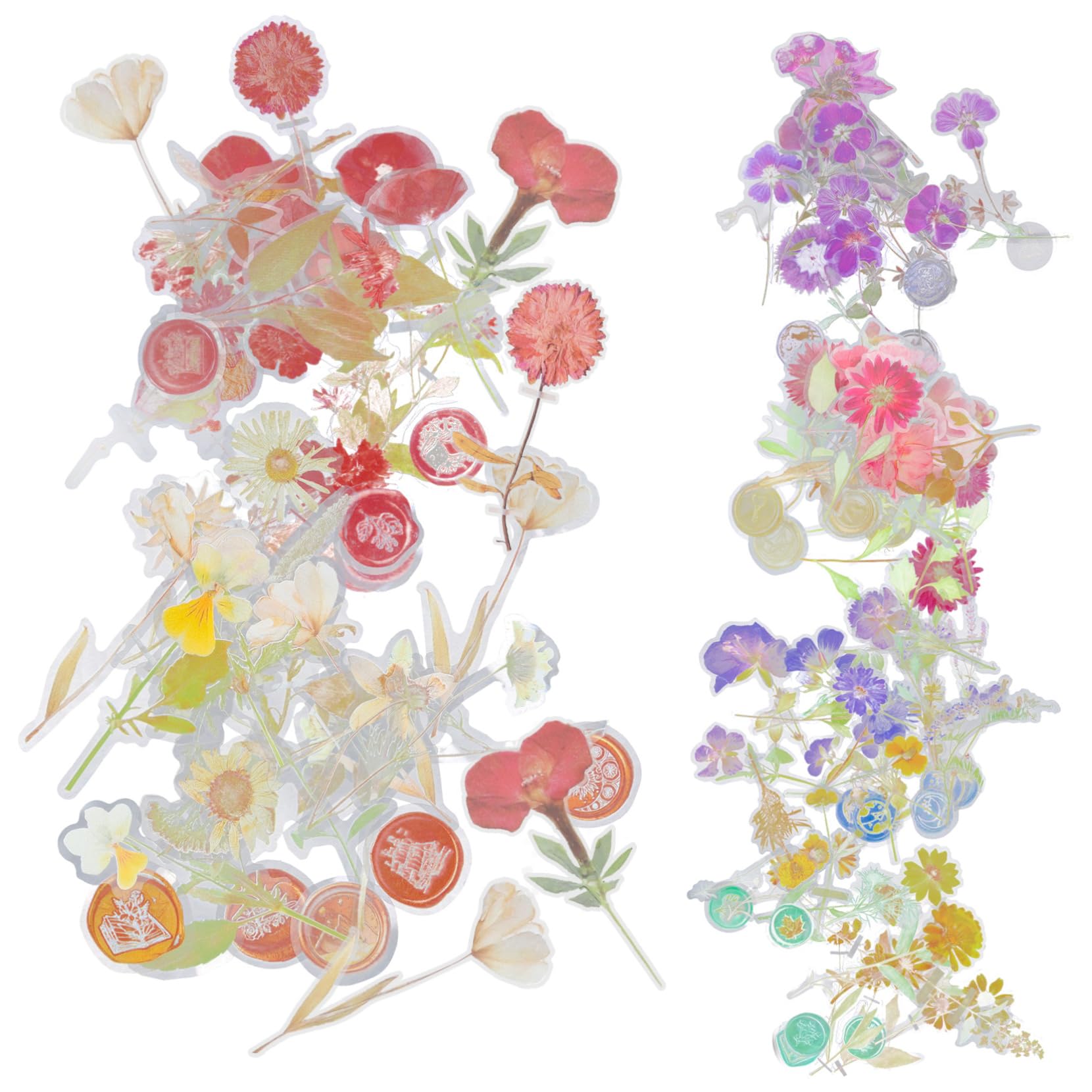 DOITOOL Pegatinas Decorativas De Flores Secas Pack De Estilo Para Scrapbooking Y Manualidades Adornos Estéticos Para Álbumes Y Proyectos 6 Paquetes*4