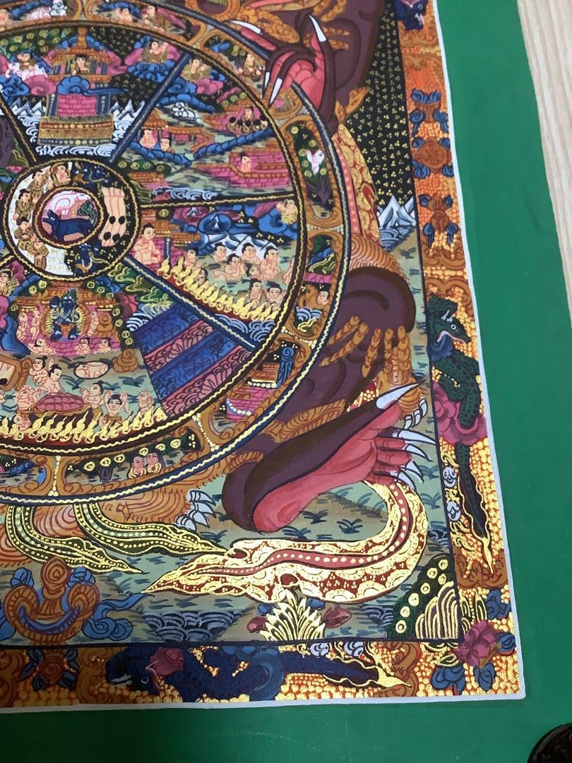Amazon.co.jp: 《 チベット密教 1点物 》 六道輪廻 曼荼羅 手描き 仏教