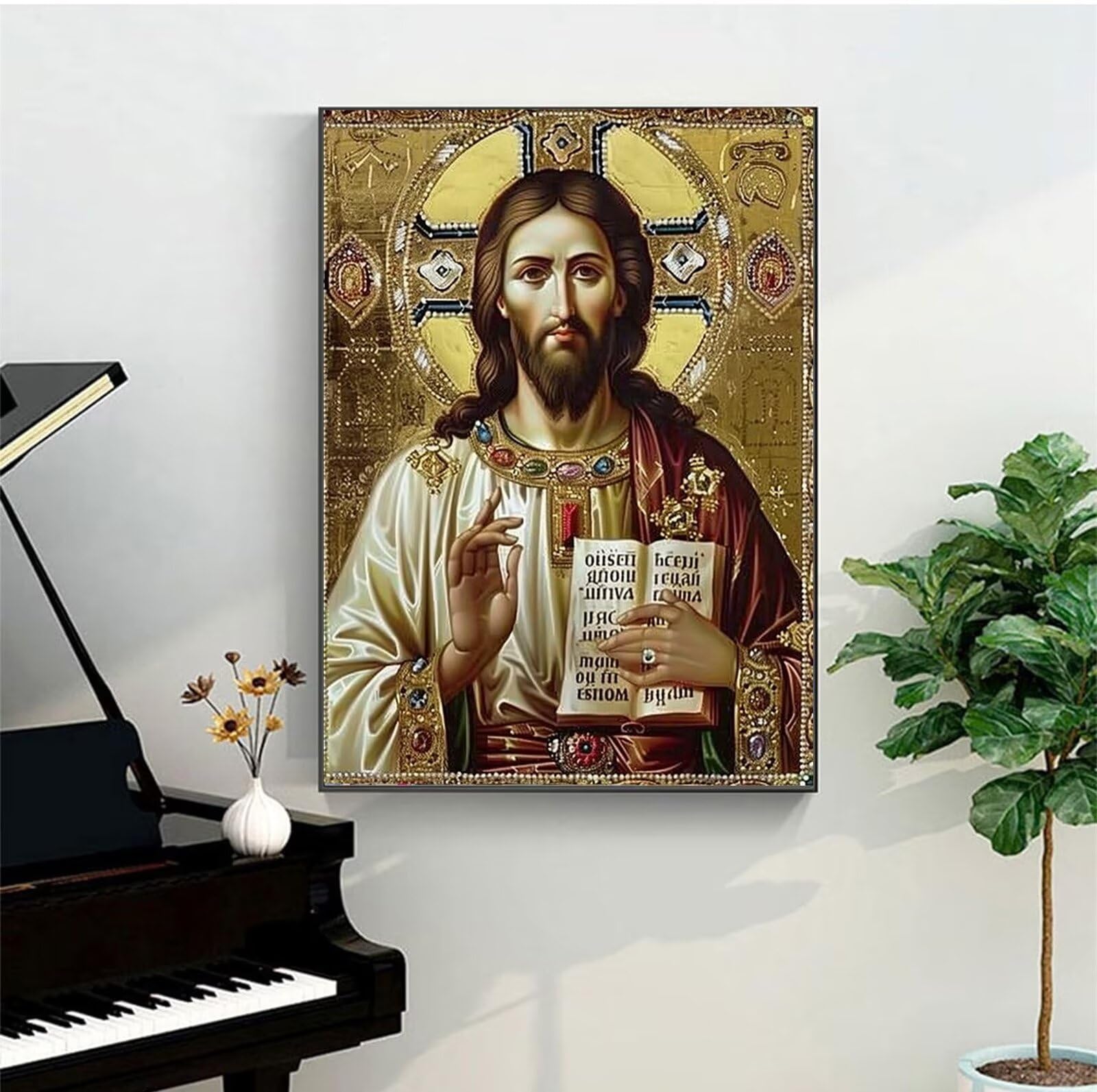 Peepezo Malen nach Zahlen Kinder Christus, Schmuck Geschenke für Mädchen Junge, Bastelset Kinder, Malen nach Zahlen | Malen nach Zahlen, Bastelset Mädchen 60x80cm (mit Rahmen)