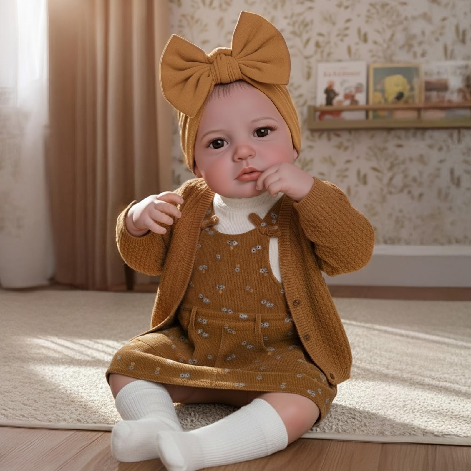 BABESIDE Reborn Baby Mädchen Puppe, 20 Zoll Vinyl Puppen mit Weichem Körper | Reborn Baby Doll mit Kleiderset, lebensechte babypuppen mit Stoffkörper, Vinylarmen und -beinen, Demenzpuppe für Senioren