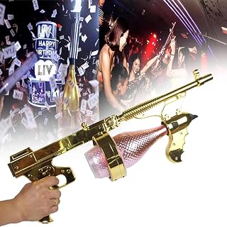 LED Champagne Gun Shooter, Champagne Bottle Ejector with Spray/Pour Spout and Converter, Compatible with 750ml-1.5L Wine Bottles, 360°Jet Whole Venue, Atmosphere Climax, for Party, Club, Bar