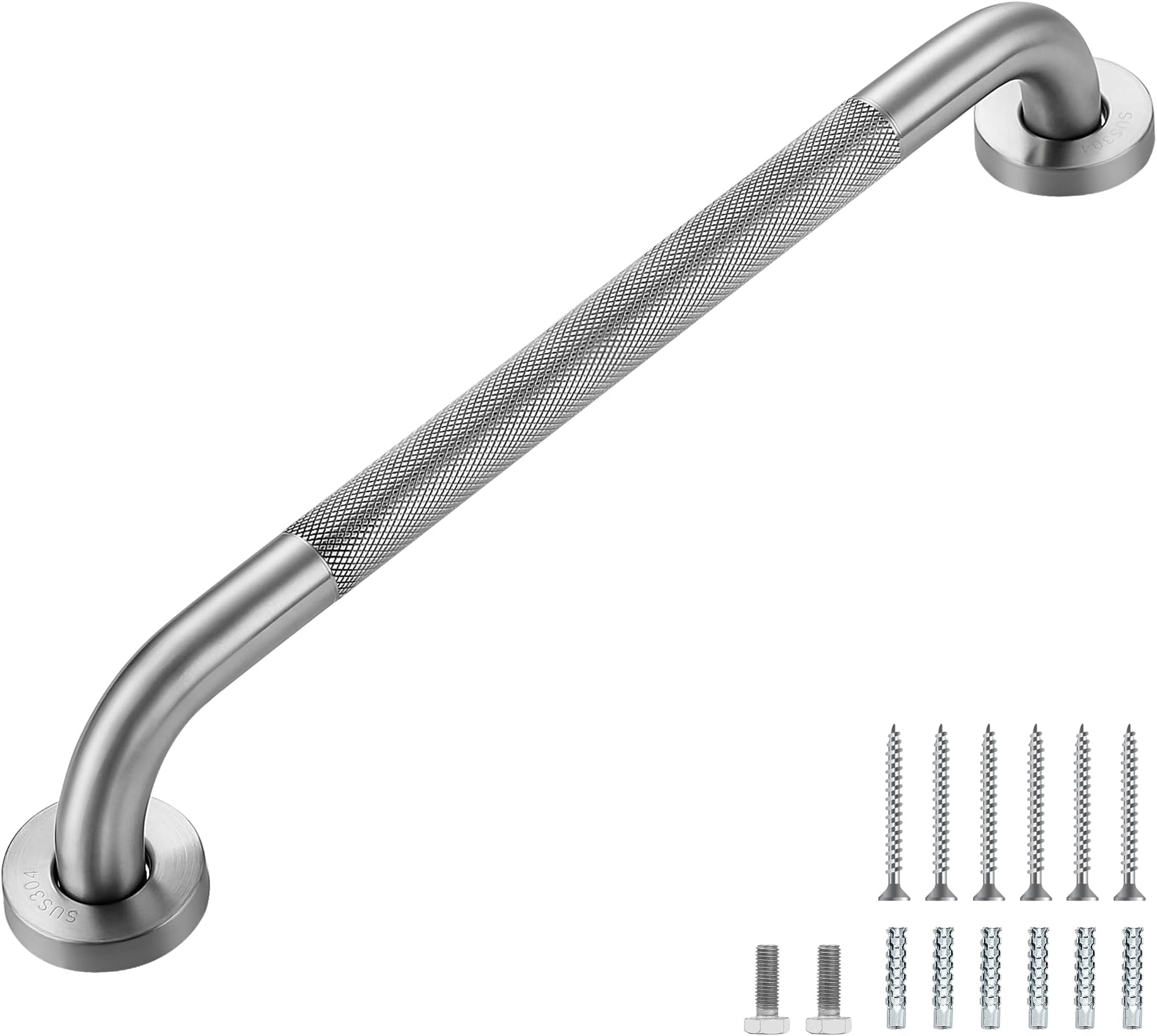 Grab Bars for Shower, 1 Pack 18-Inch Anti Slip Shower Handles for Elderly, Safety Shower Grab Bar, Stainless Steel Handicap Grab Bars for Bathroom,Toilet (Brushed Nickel, 1" Diameter)
