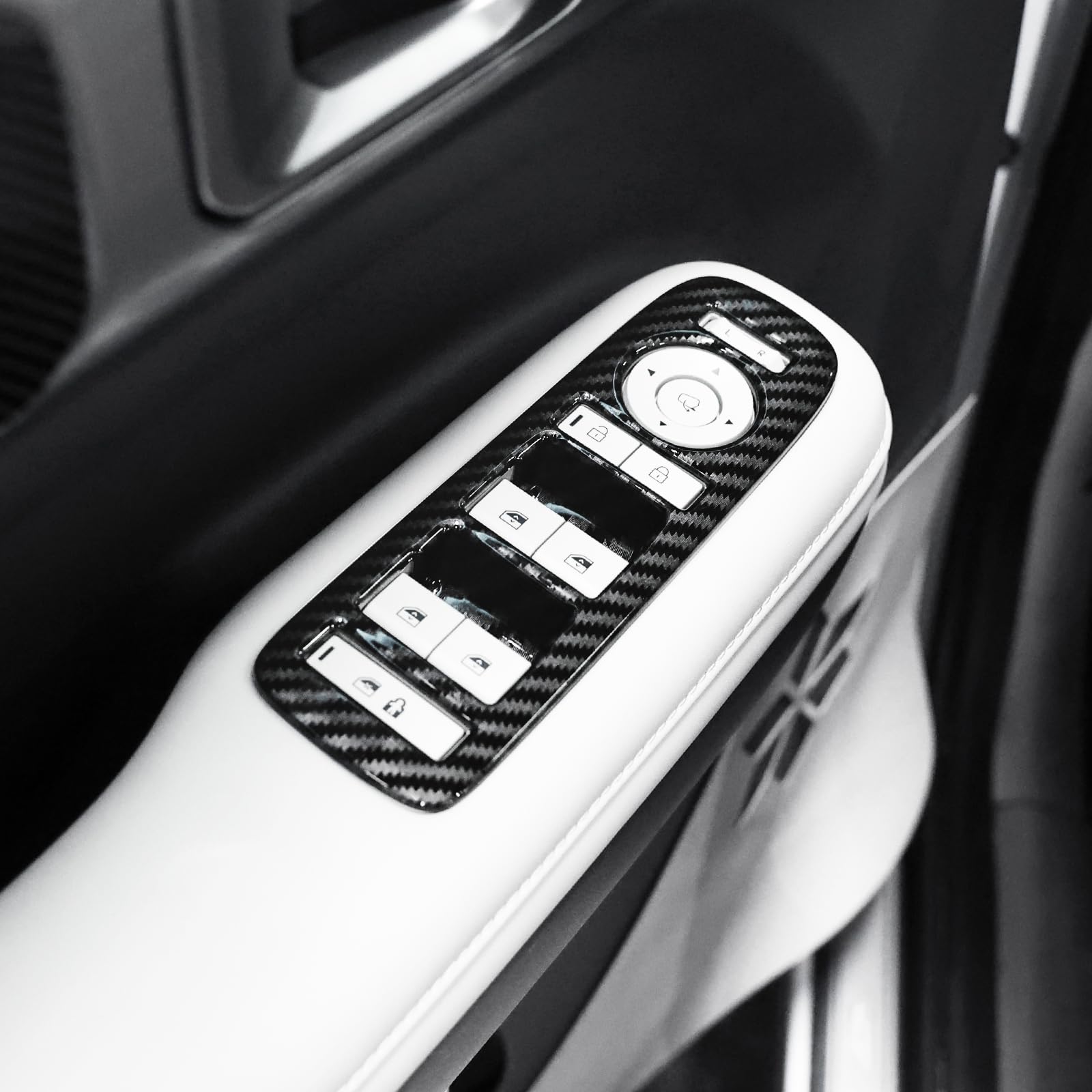 YOUTOOCAR 4PCS Window Switch Panel Covers Compatible with Hyundai Santa Fe 2024-2025 Accessories (Carbon Fiber Pattern)