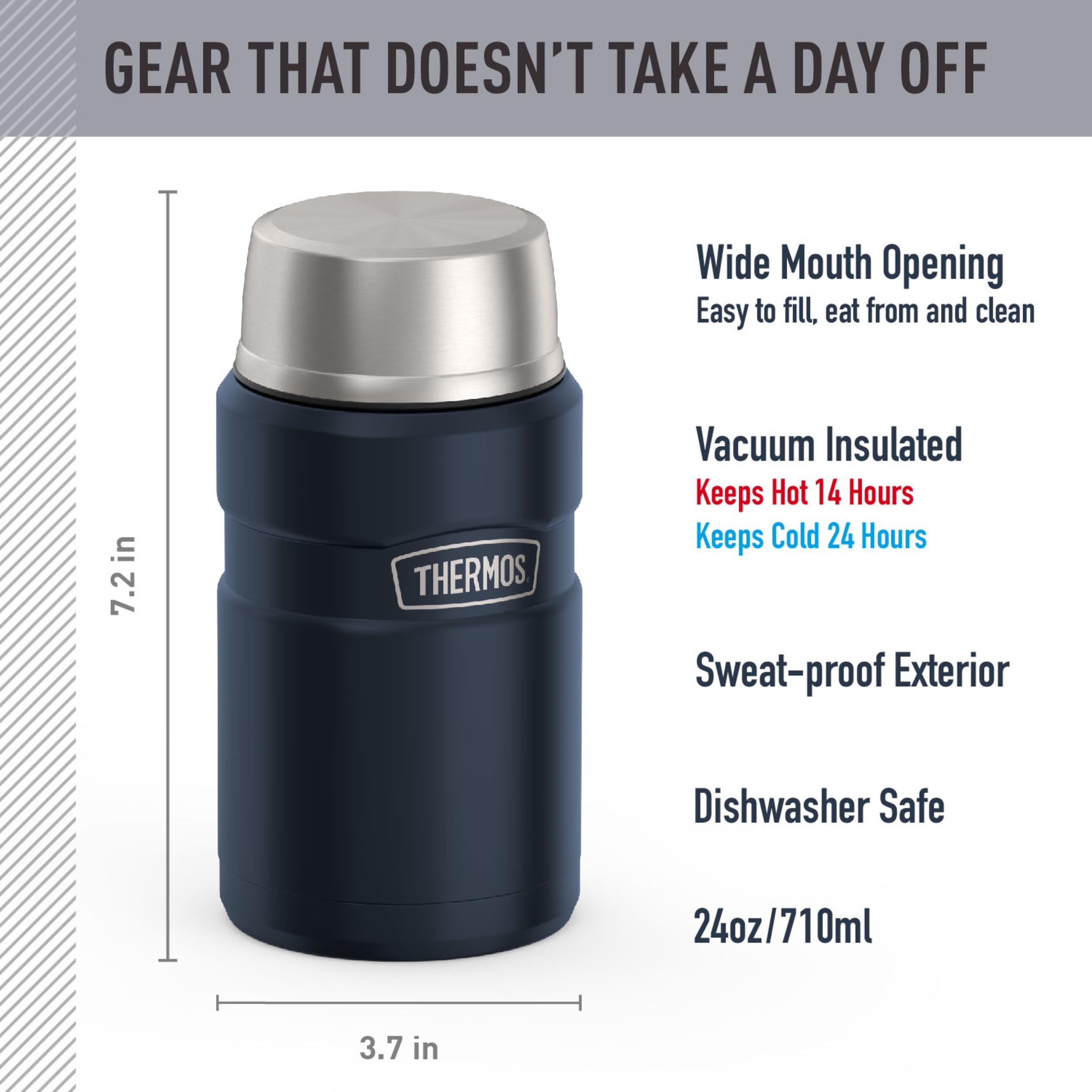 Amazon.com: THERMOS Stainless King Food Jar with Bowl, 24oz, Matte