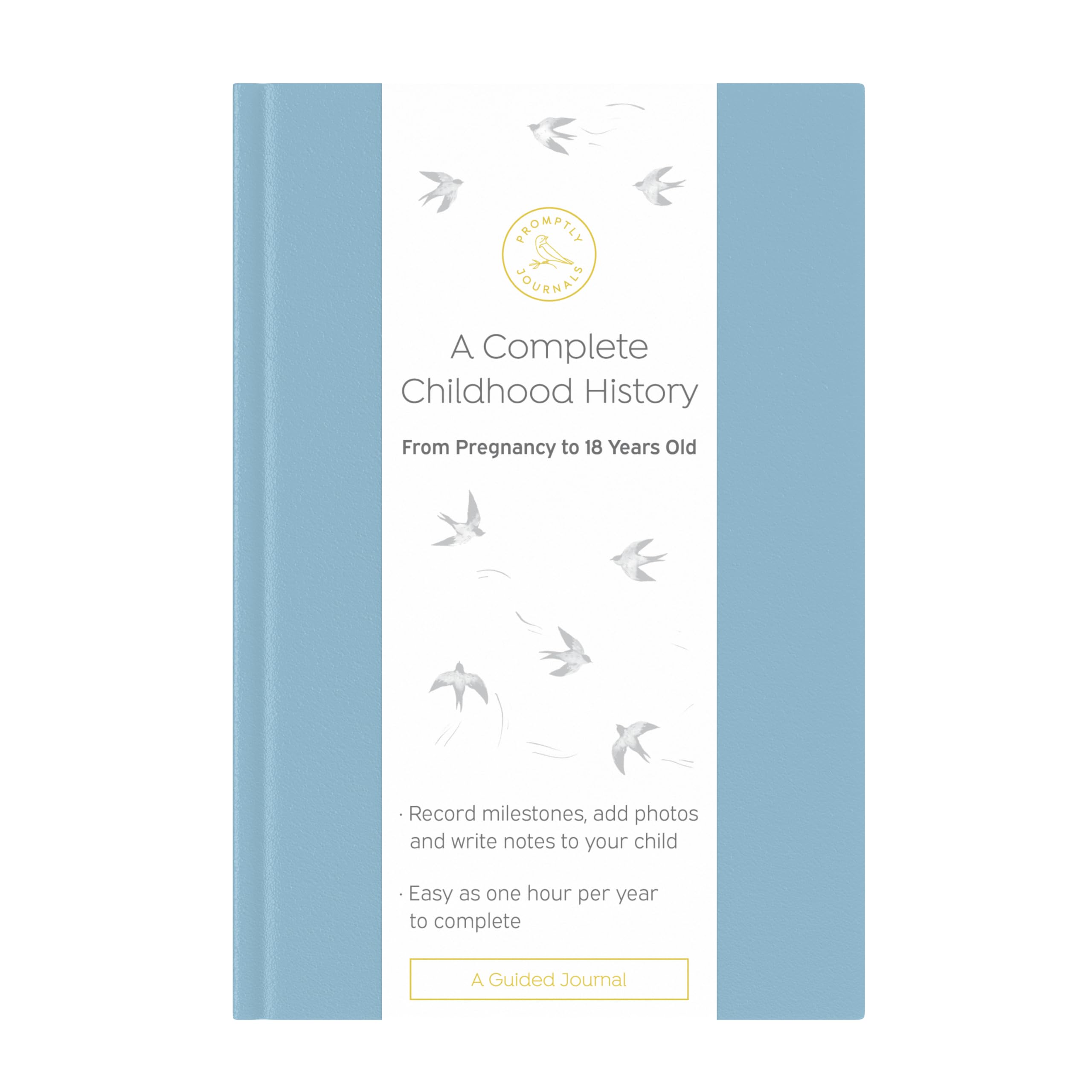 Promptly Journals, Una storia completa dell'infanzia: dalla gravidanza ai 18 anni (blu polvere) | libro per bambini e diario di gravidanza | Libro dei ricordi per bambini
