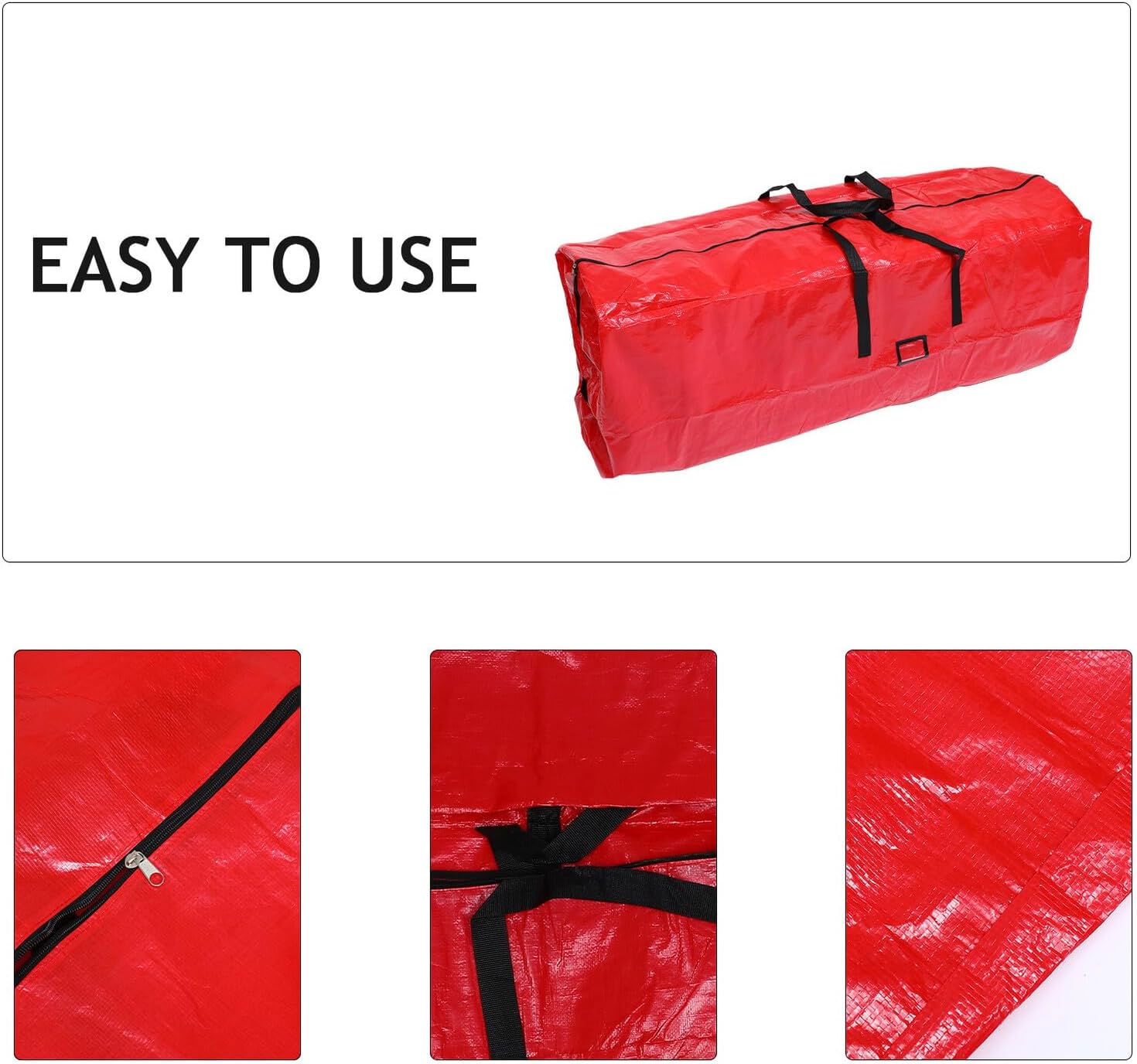 Uonlytech Christmas Tree Storage Bag 165cm×38cm×76cm Zippered Dustproof Red Organizer Pouch for Artificial Tree Storage and Seasonal Holiday Décor