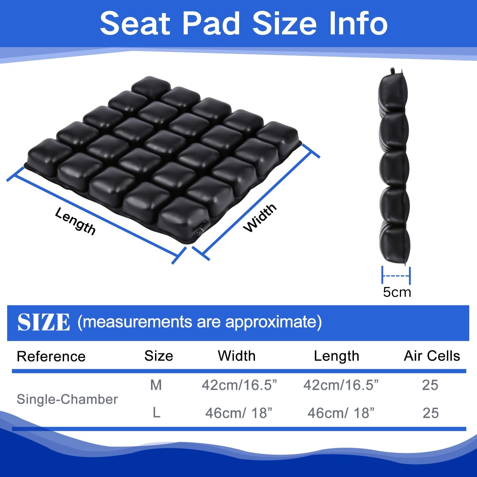 Cojín inflable para asiento de aire, cojín de asiento ajustable para alivio de presión para dolor de coxis y ciática, almohadilla portátil para asiento de aire, para silla de ruedas, coche