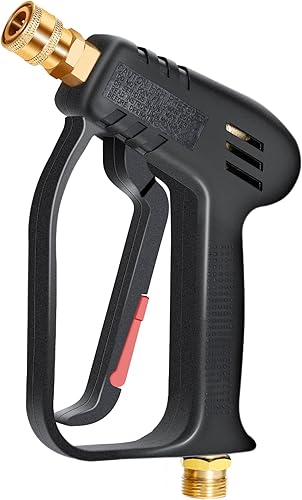TOOLCY Pistola de lavado a presión corta con entrada M22-0.551 in, pistola de mango de alta presión rechoncha para lavadora eléctrica, conector