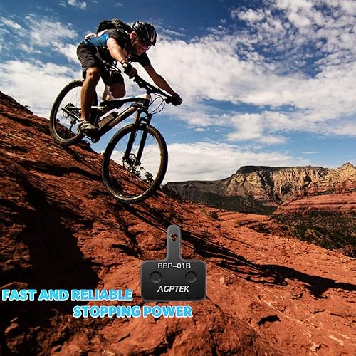 Miniatura 6 de AGPTEK Pastillas de freno de bicicleta, pastillas de freno de alto rendimiento, pastillas de freno de disco y resorte (semimetálico y resina)