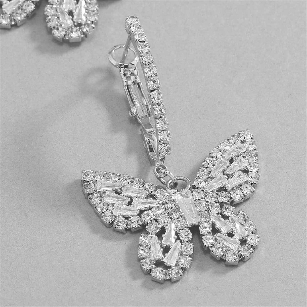 Butterfly Hoop Dangling Earrings For Women,Crystal Rhinestone CZ Drop Earrings For Lady,Gold Plated Cubic Zirconia Earrings for Prom Wedding Brides - Image 8
