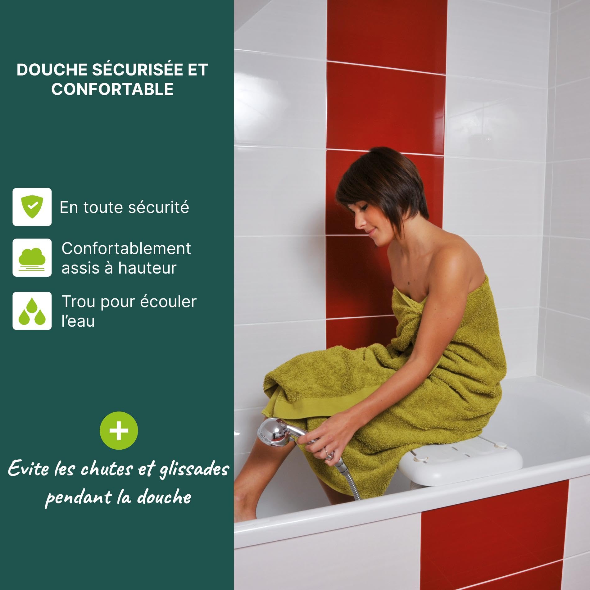 Identités, Planche de Bain, Modèle Java, Douche Sécurisante dans Baignoire, Fixation Sûre, Poignée Antidérapante, Porte-Savon, Poids Max Supporté de 100 kg, Longueur de 70 cm, Largeur de 30 cm