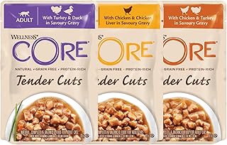 Wellness CORE Tender Cuts Meat Bundles, 72 x 79g, Turkey & Duck, Chicken & Turkey, Chicken & Chicken Liver, Premium Wet Food for Adult Cats in Broth, No Added Sugar, Grain-Free, with High Meat product image
