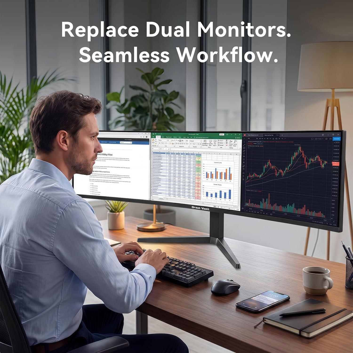 49 Inch Curved Gaming Monitor, 32:9 DQHD 5K 165Hz 1ms Ultrawide Display, 1500R Immersive Curvature, HDR400, 127% sRGB, FreeSync, HDMI/DP, VESA Mountable for Gaming & Productivity