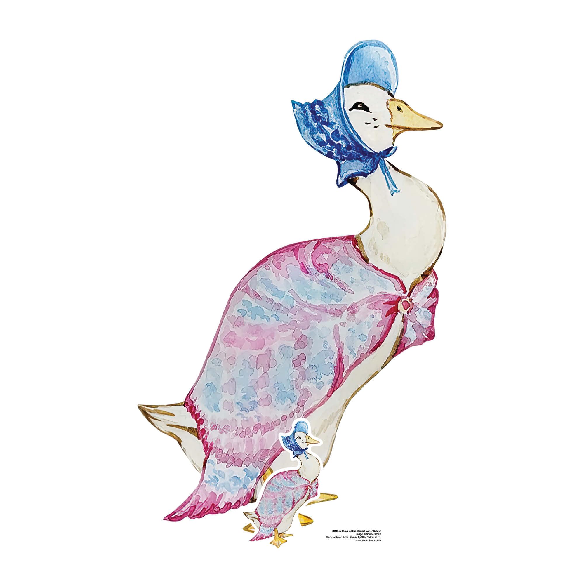 Star Cutouts SC4567 Duck Blue Bonnet Cardboard Cut Out Height 91cm - Ideal for Baby Showers, Birthdays & Room Decorations