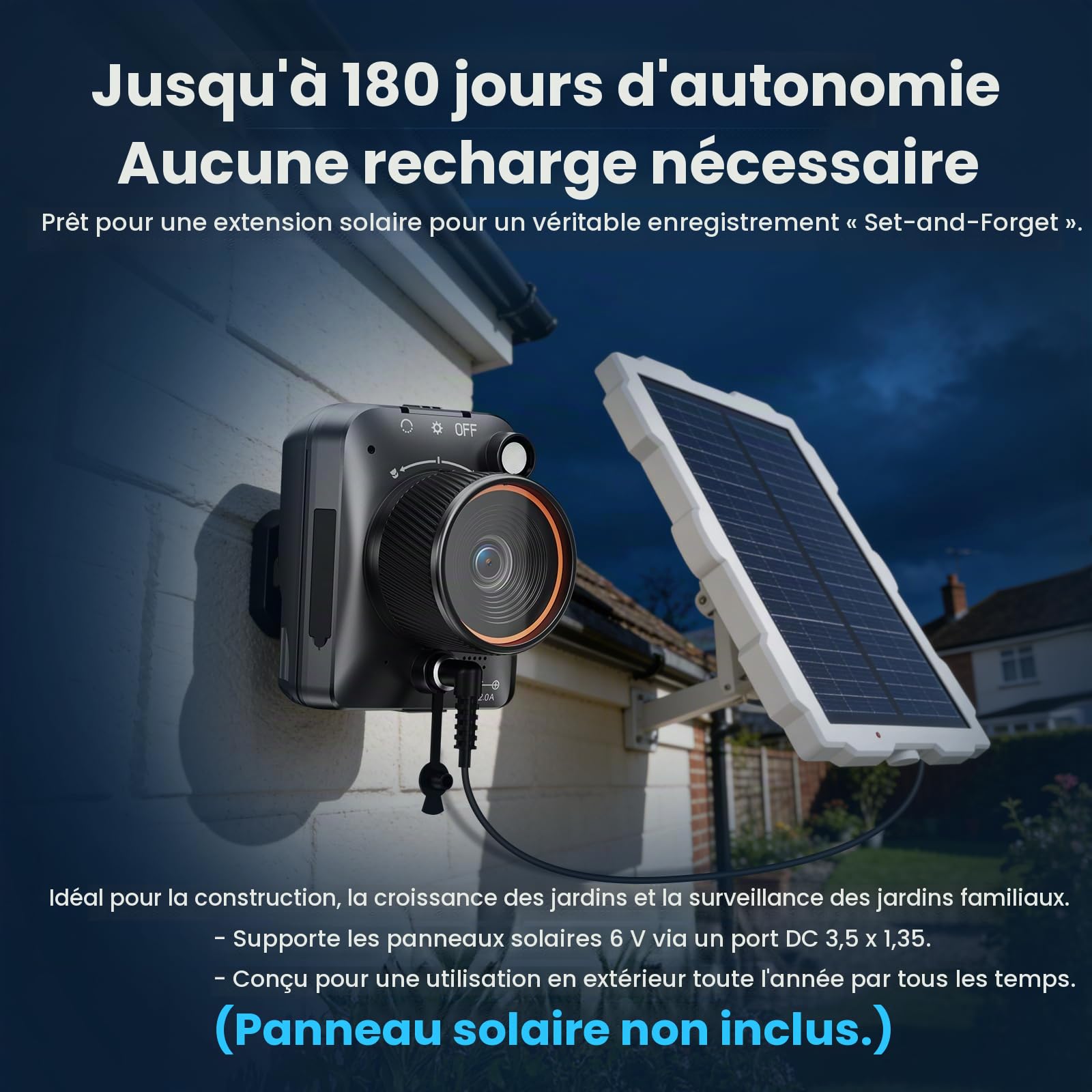 WiFi Caméra Time Lapse 4K AVI 1296P MP4 Video 48MP Camera de Chantier, Enregistrement 180 Jours, Zoom Numérique 6X, 2" TFT Caméra Timelapse, Camera Time-Lapse pour Chantiers de Construction(32 Go)