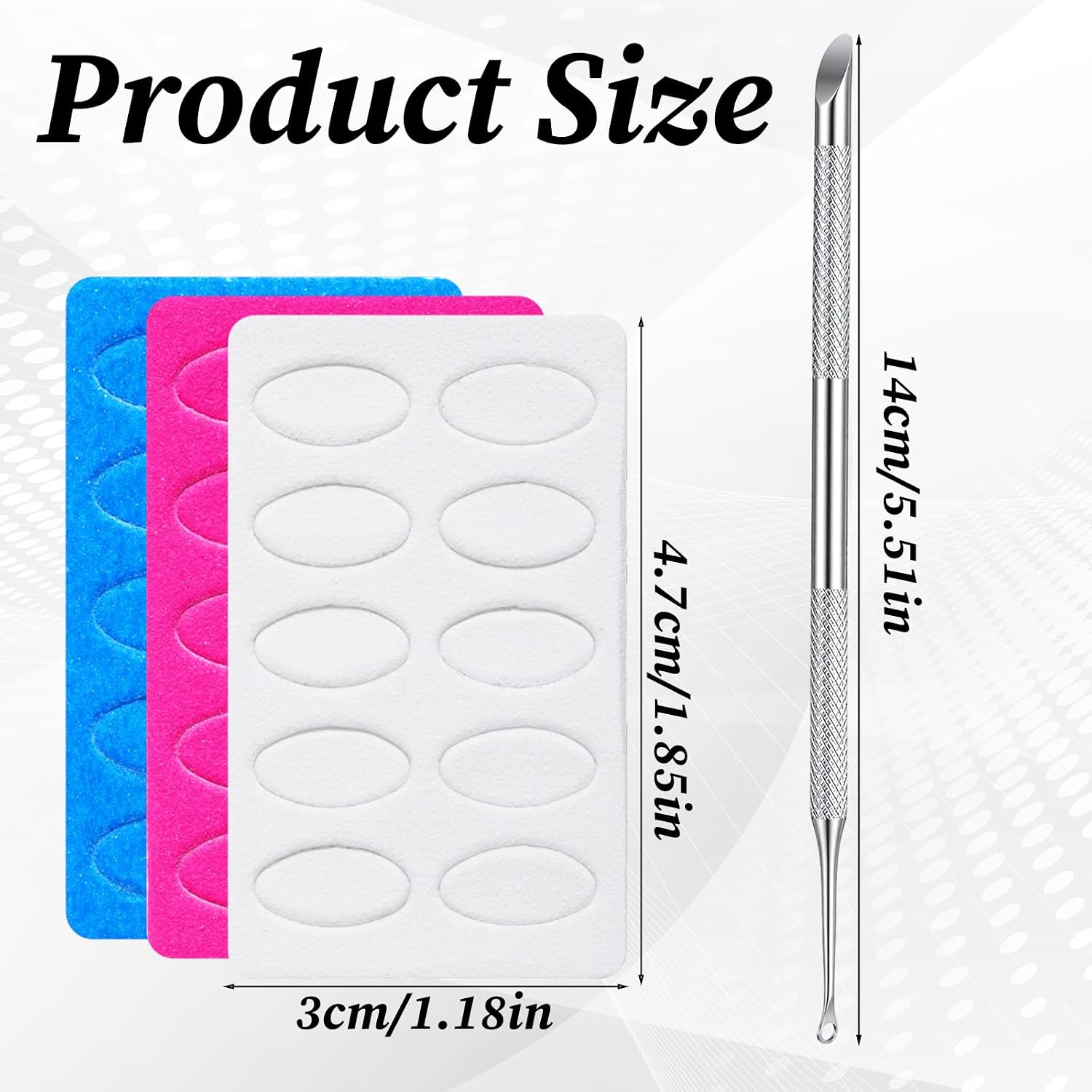 Loop Cuticle Pusher, Pre-treatment Metal Cuticle Pusher, Pre-Treatment Bevel Remover Pushers with Loop Russian Prep Nail Pushers with 100#/150# 180 Grit Sandpaper Sheets, Nail Care for Manicure