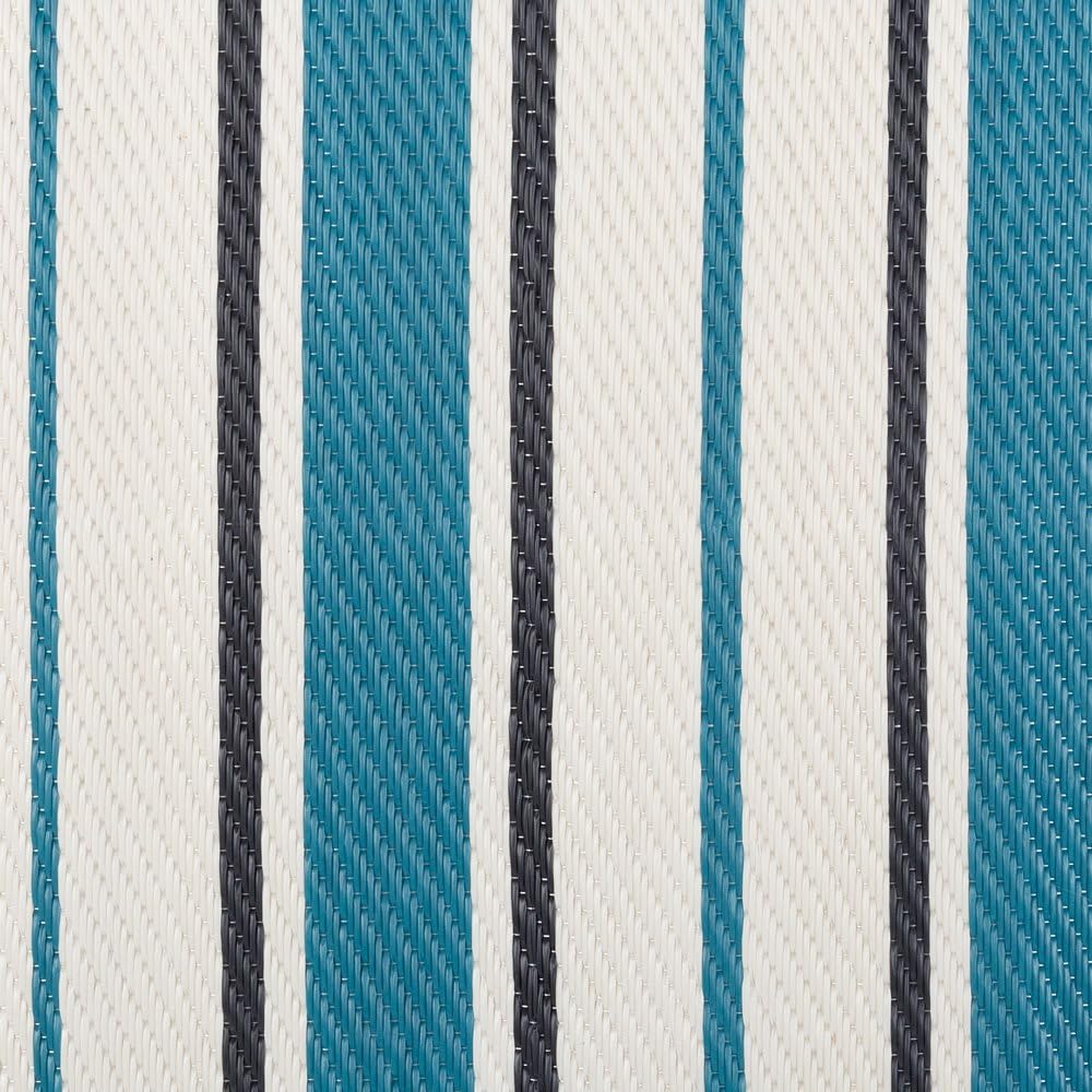 LOLAhome Alfombra jardín Rayas Milos sostenible de Polipropileno Trenzado Azul de 90x150 cm