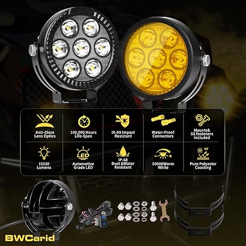 Miniatura 8 de Kit de luces antiniebla auxiliares LED de 40 W con interruptor, arnés de cable, haz de inundación, impermeable, para Jeep, camioneta, SUV,