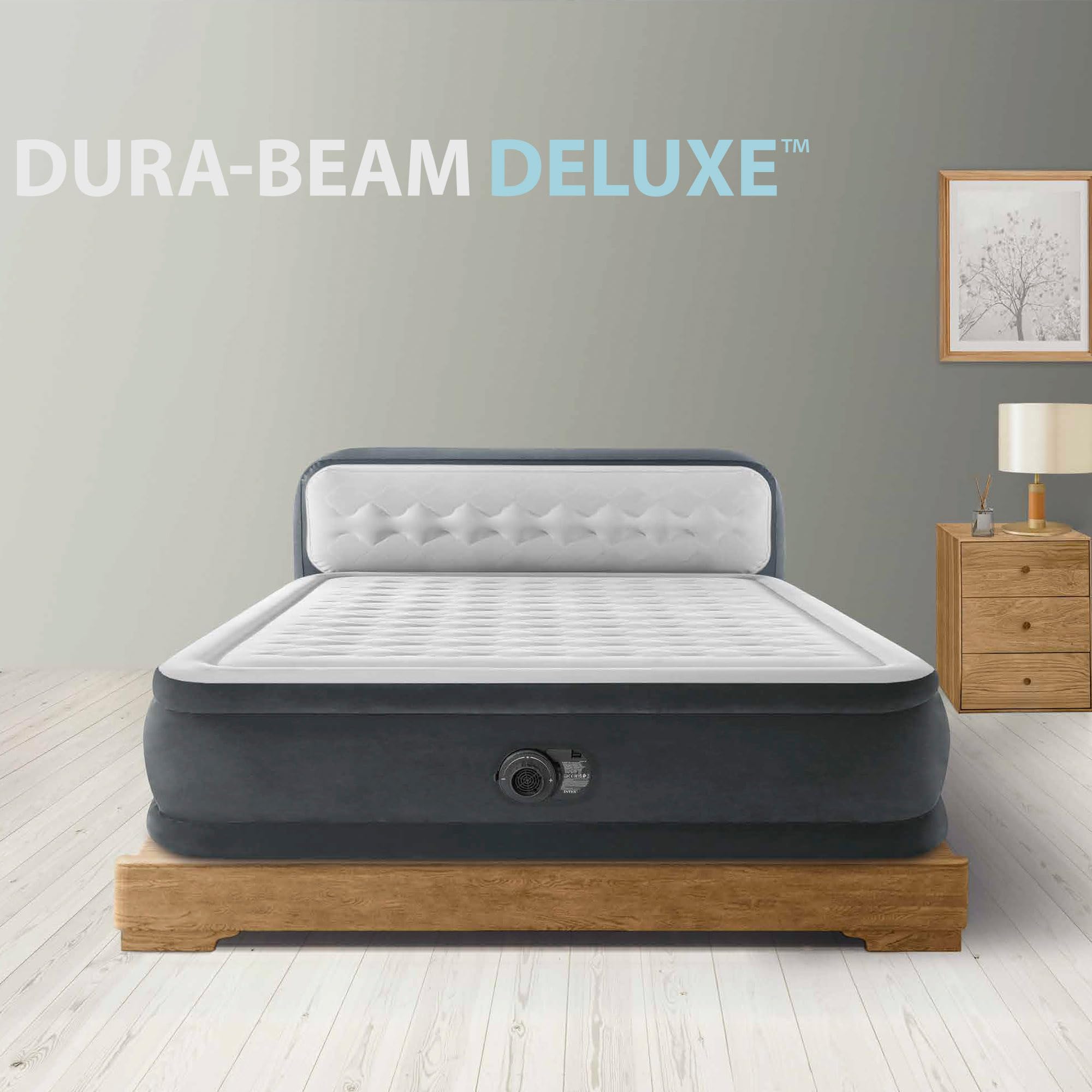 Intex 64448NP - Cama de Aire Dura Beam Deluxe Ultra Plush con cabecero