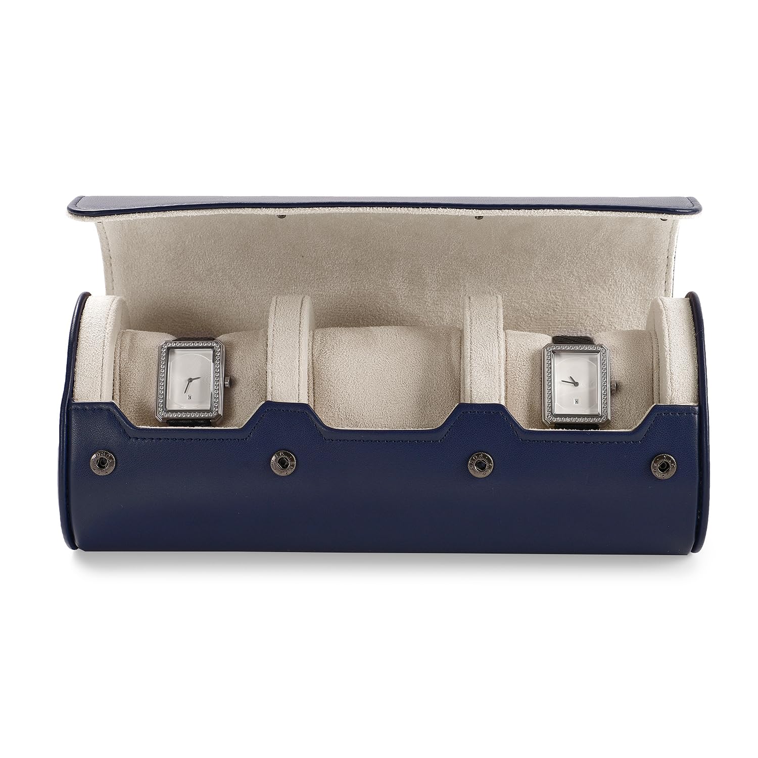 Oirlv 3 Ranuras Pelle PU Watch Roll,Relojero de Viaje,Caja Relojes,Watch Case Para Navidad, Aniversario(Azul Oscuro)