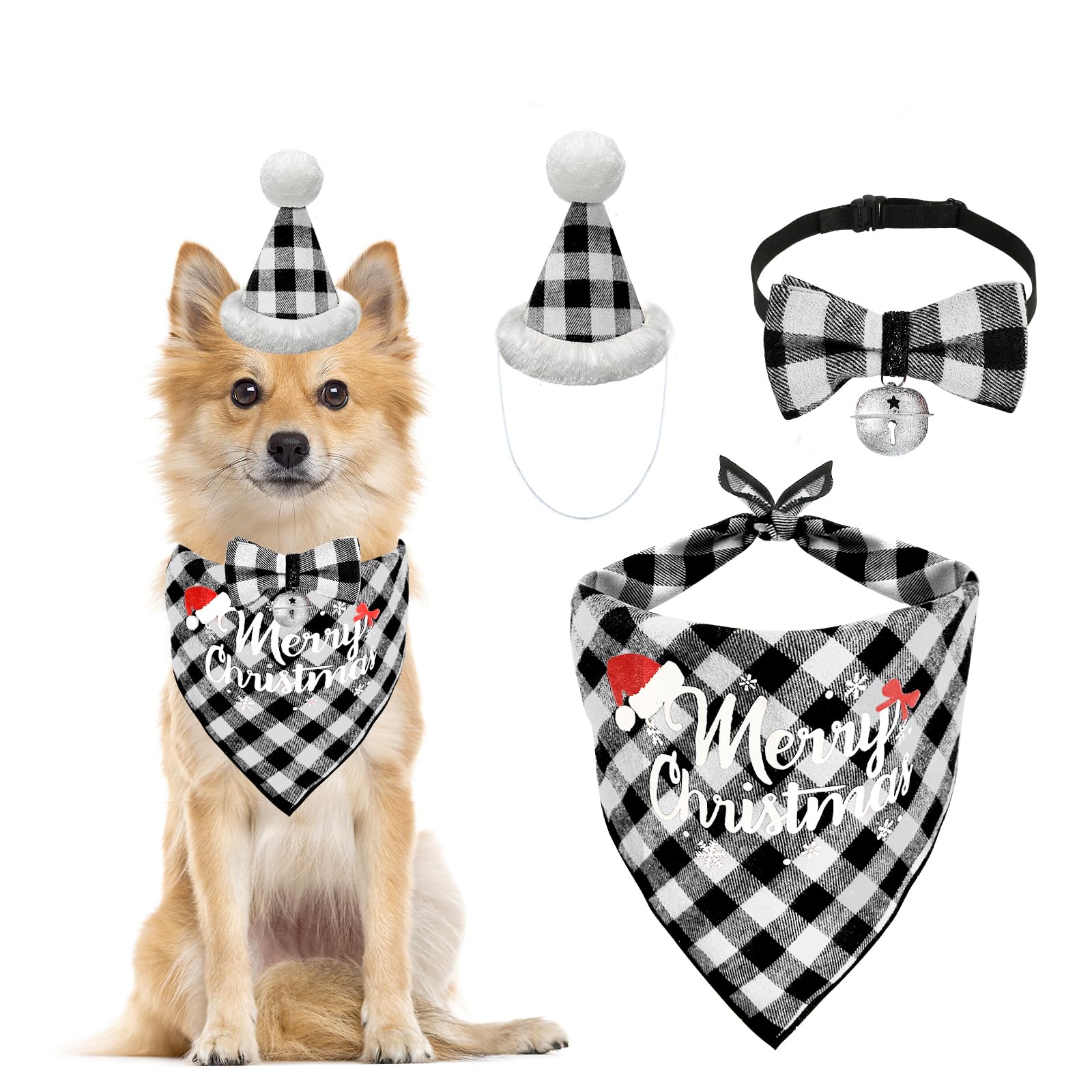 EKKONG Hundehalstuch Weihnachten Set - Weihnachtskostüm Für Kleine & Mittelgroße Hunde