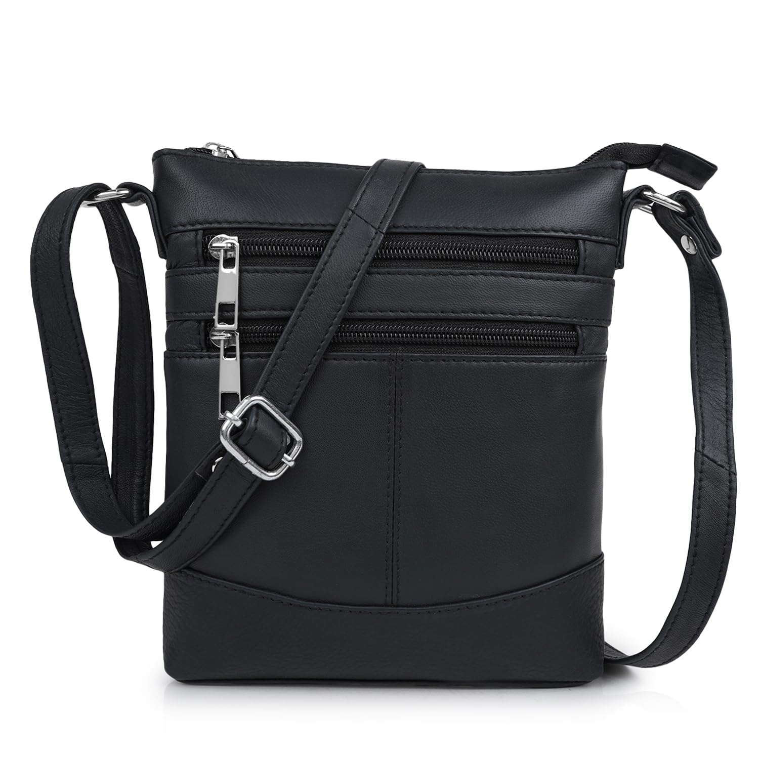 Premium Genuine Leather Bag Stylish Fancy Purse Unique Crossbody Shoulder Daytrip Side Sling Bag For Women (Color - Black)-image-12