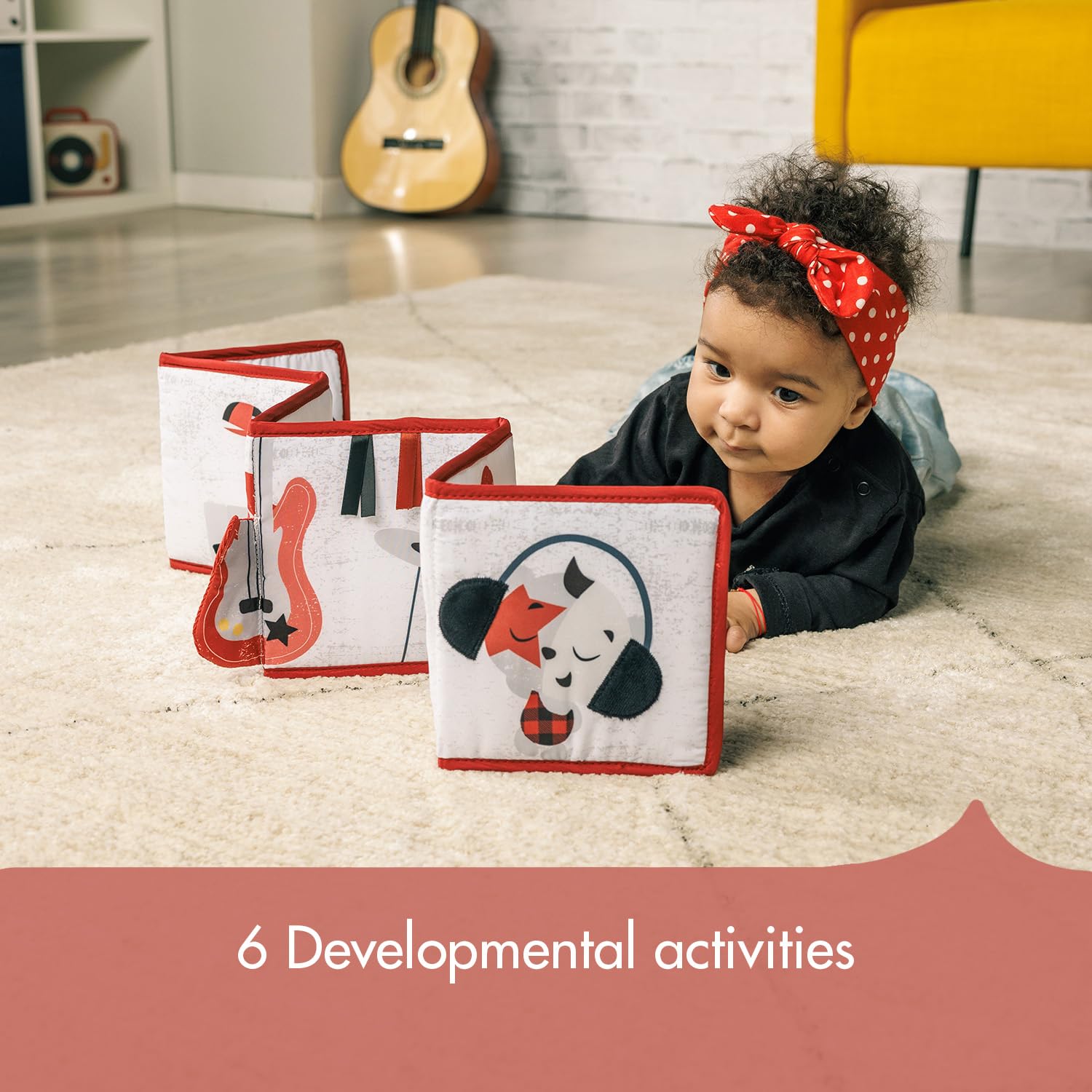 Tiny Love Double-Sided First Book, Baby Sensory Book, 0+ Months, Baby Books, Black and White, 6 Fun Activities - Image 2